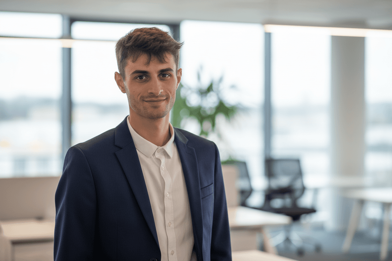 Main working  on table in laptop