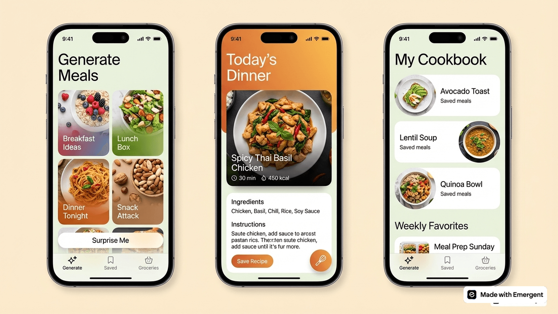 Meal Generator App Made with Emergent