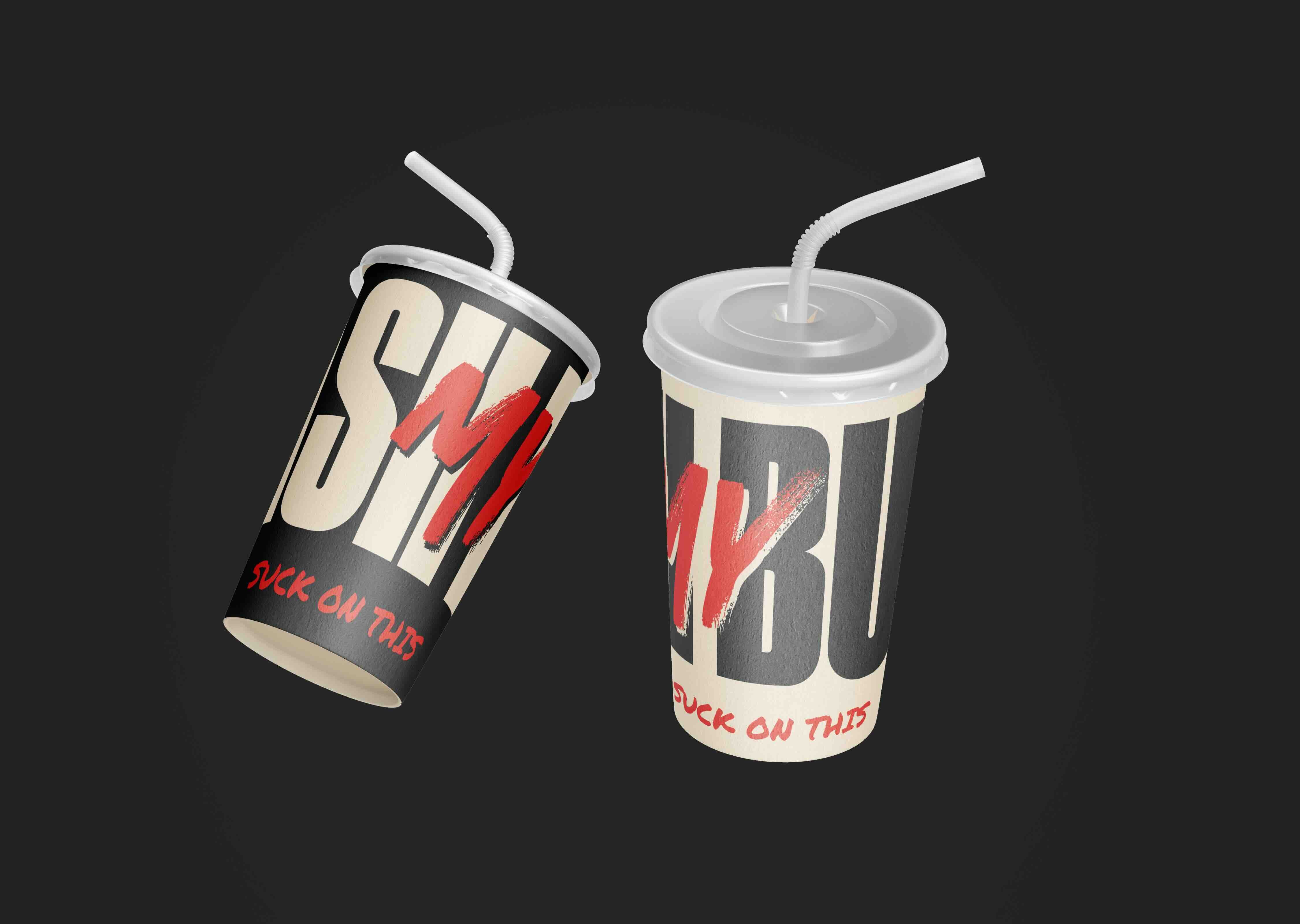 Branded soda cups for fast food restaurant Smash My Burger