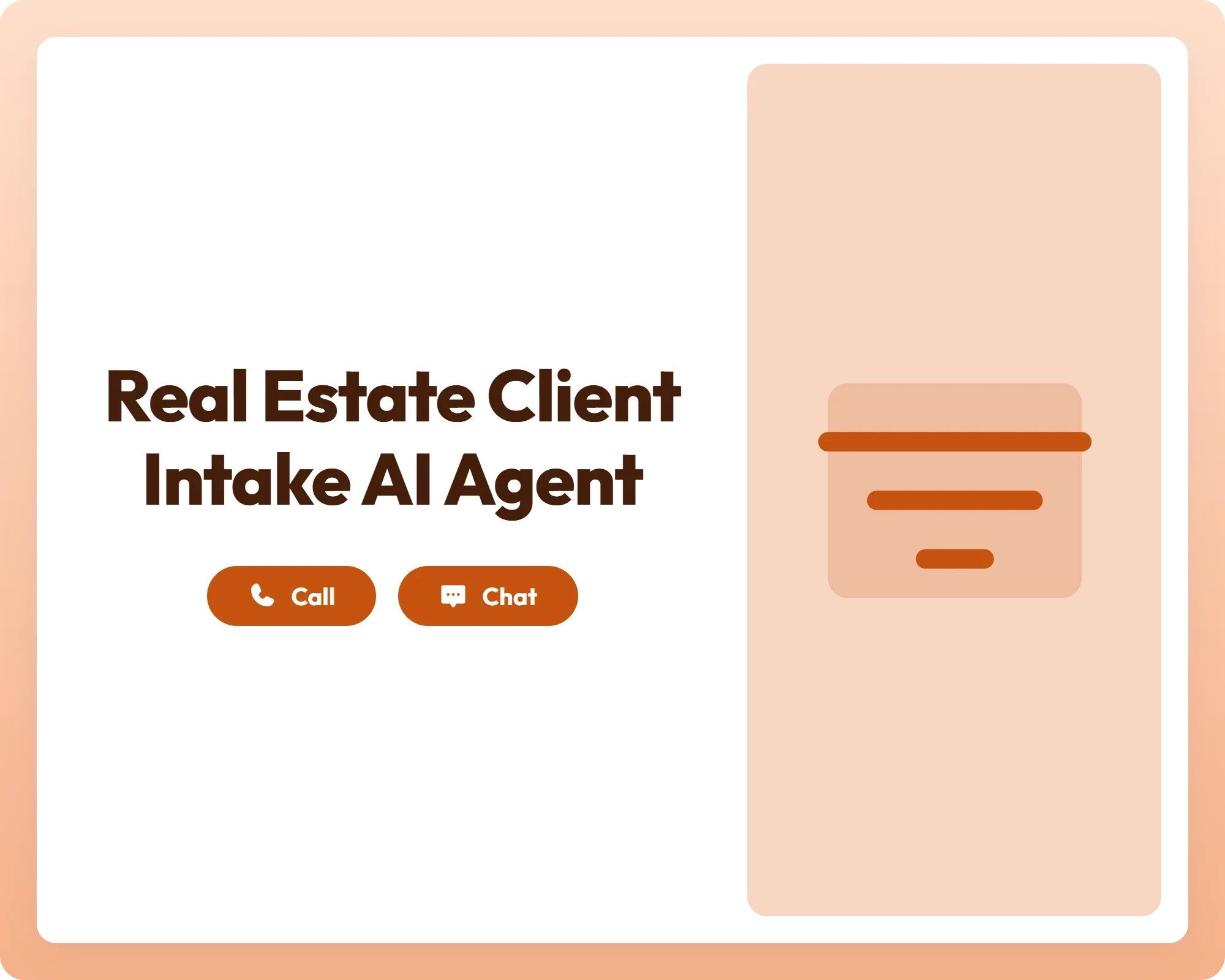 real estate client intake ai agent supports call and chat with a simple funnel icon for efficient lead management