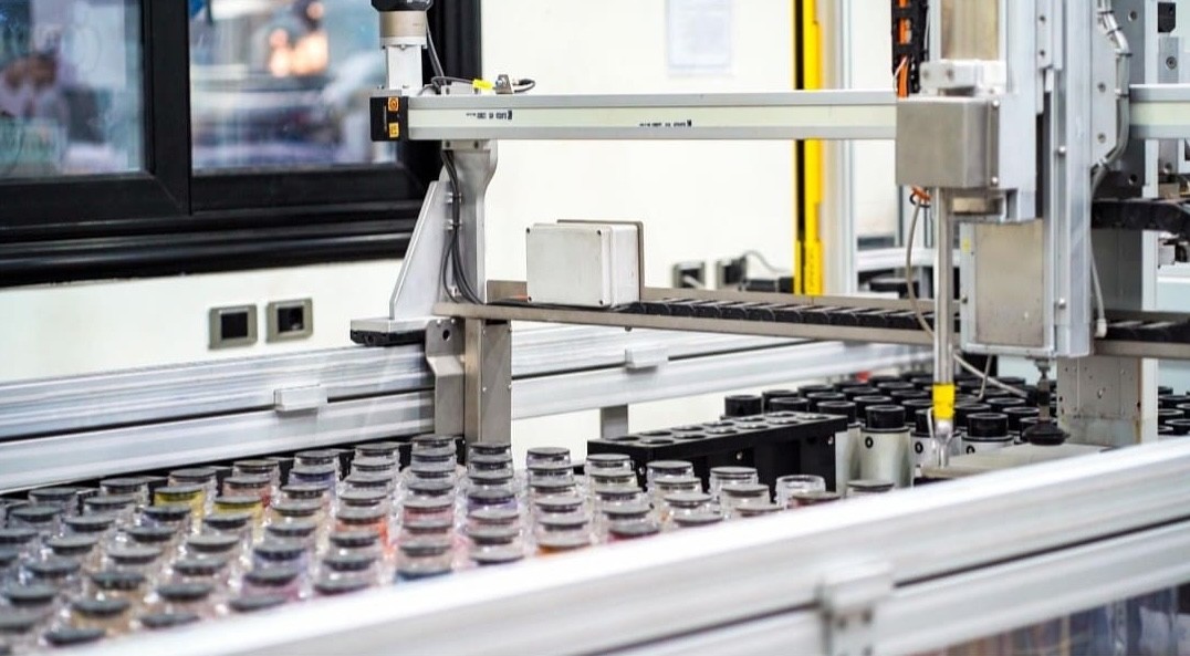 Bottles of colored dyes.