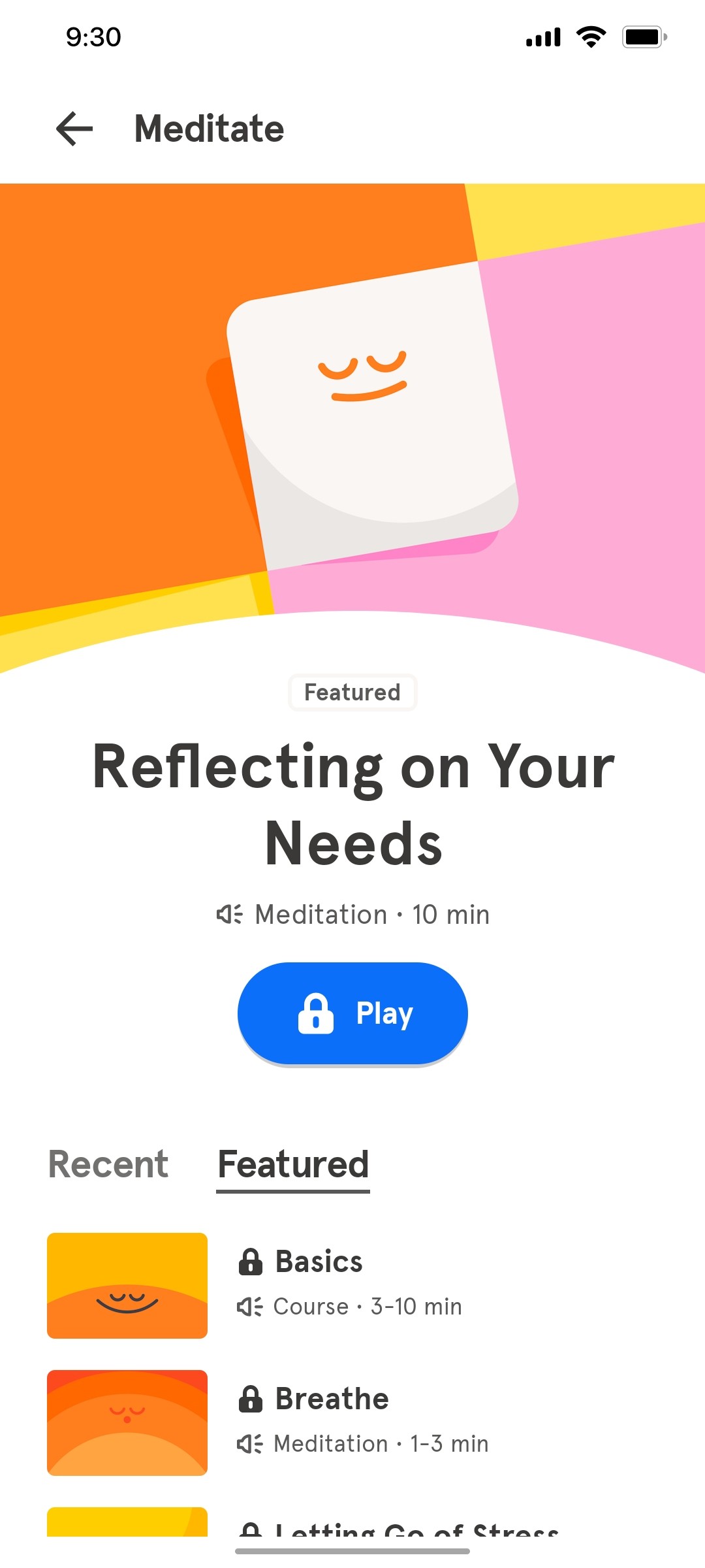 Headspace Meditate screen