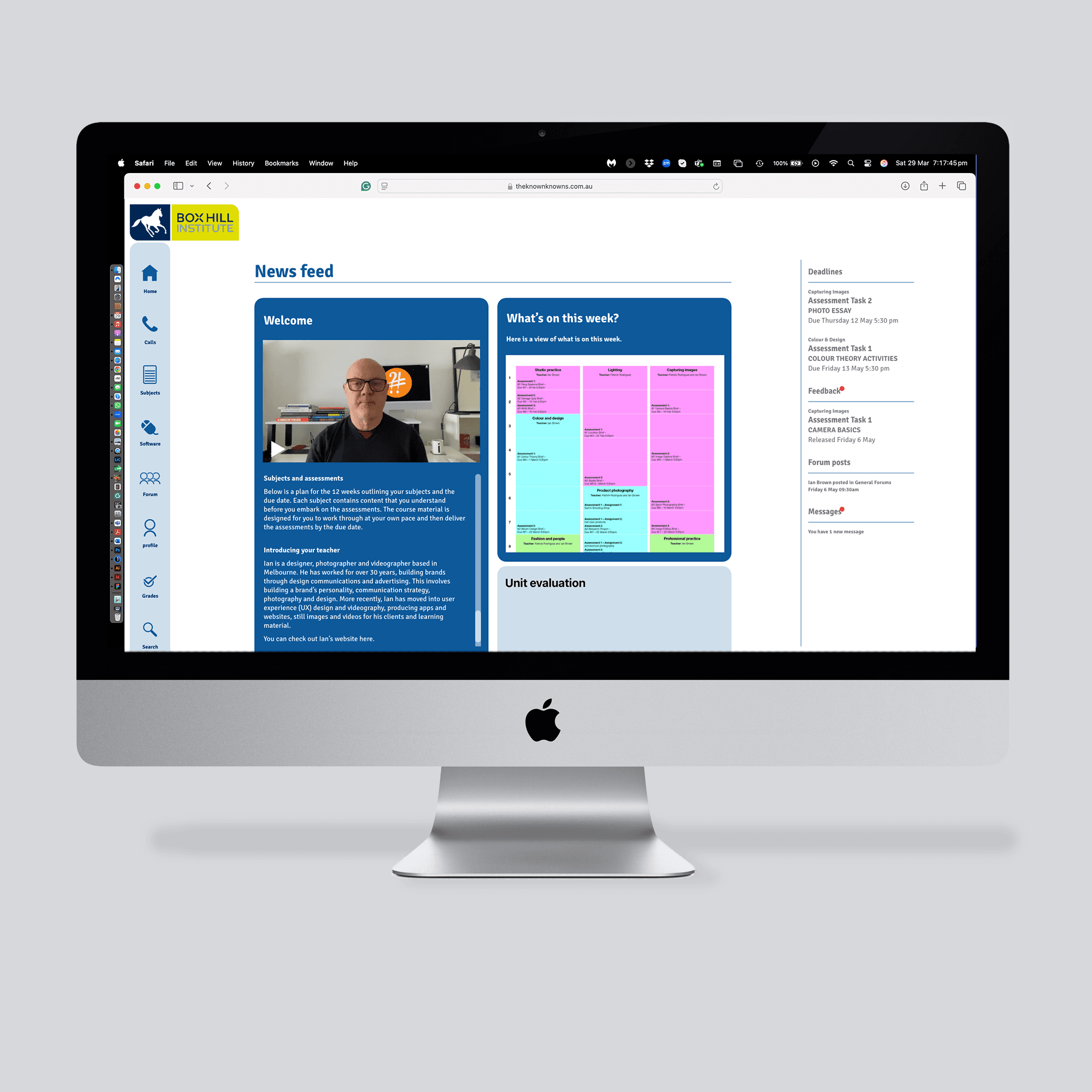 Mock up of the A D F learning home page