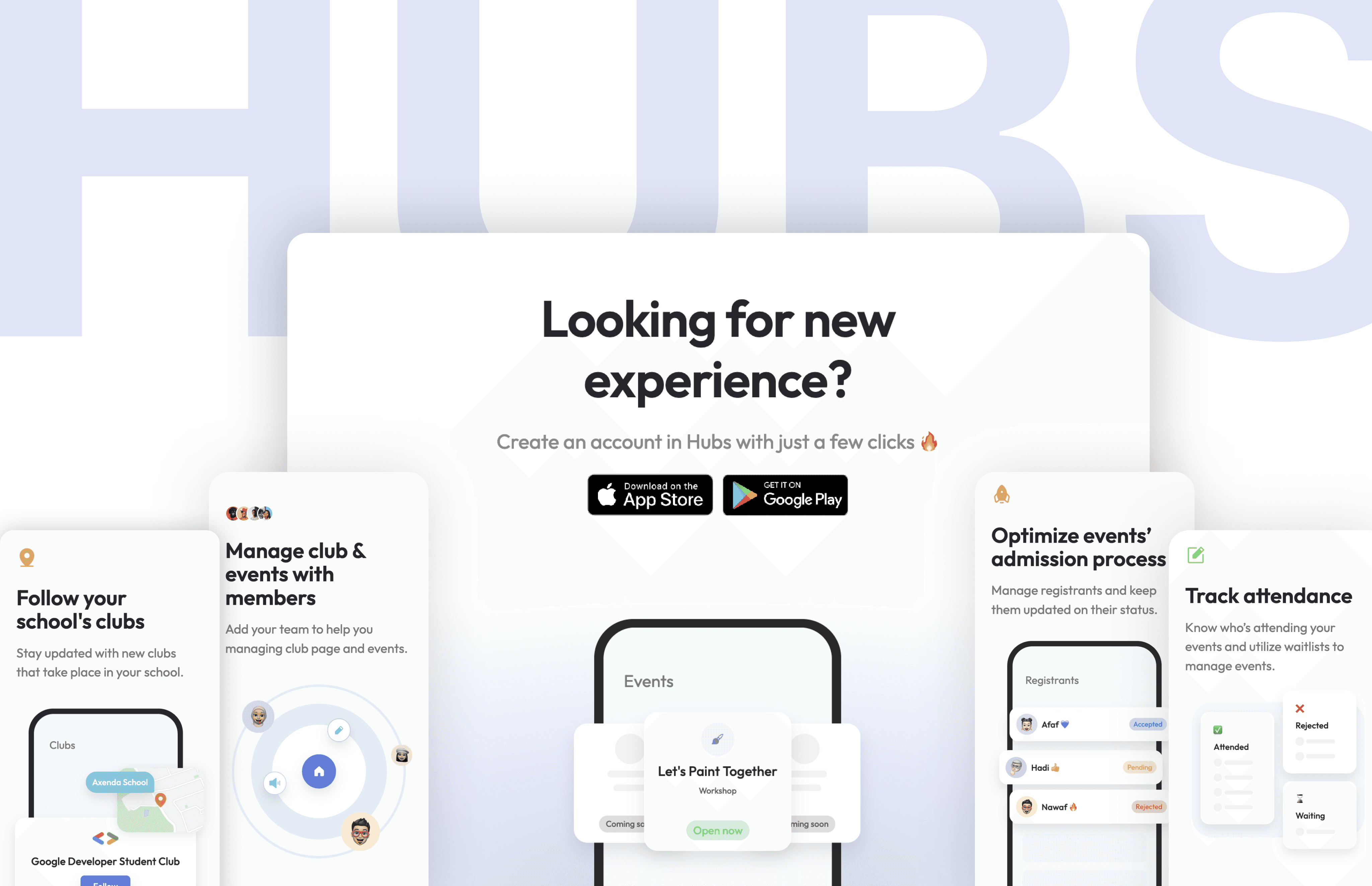 Hubs - Landing Page