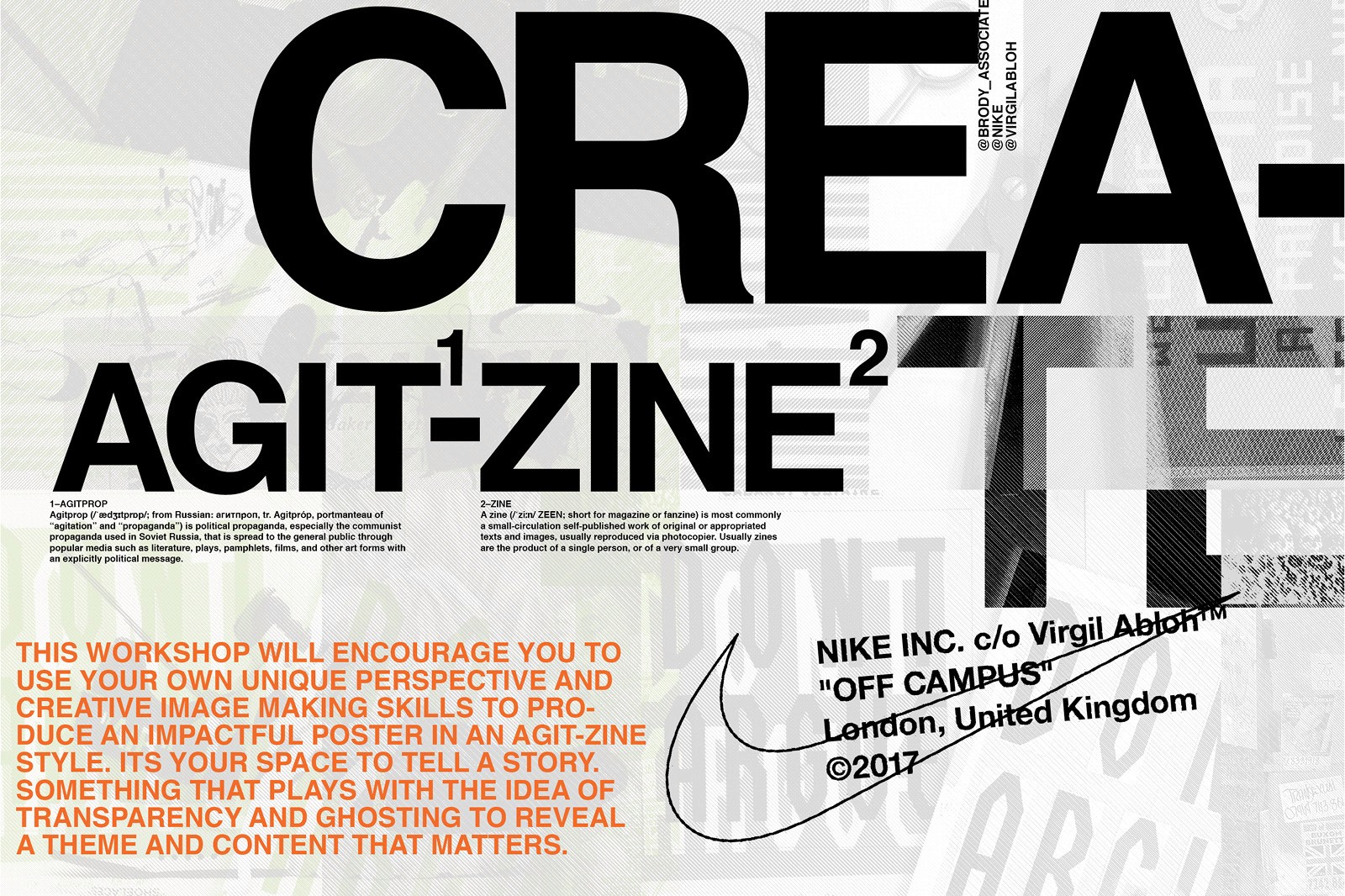 This image features a modern, abstract design with large, bold text highlighting themes such as "Taboo," "Identity," "Utopia," and "Freedom" against a collage of varied grayscale and sepia-toned images, conveying a sense of exploration and questioning boundaries.