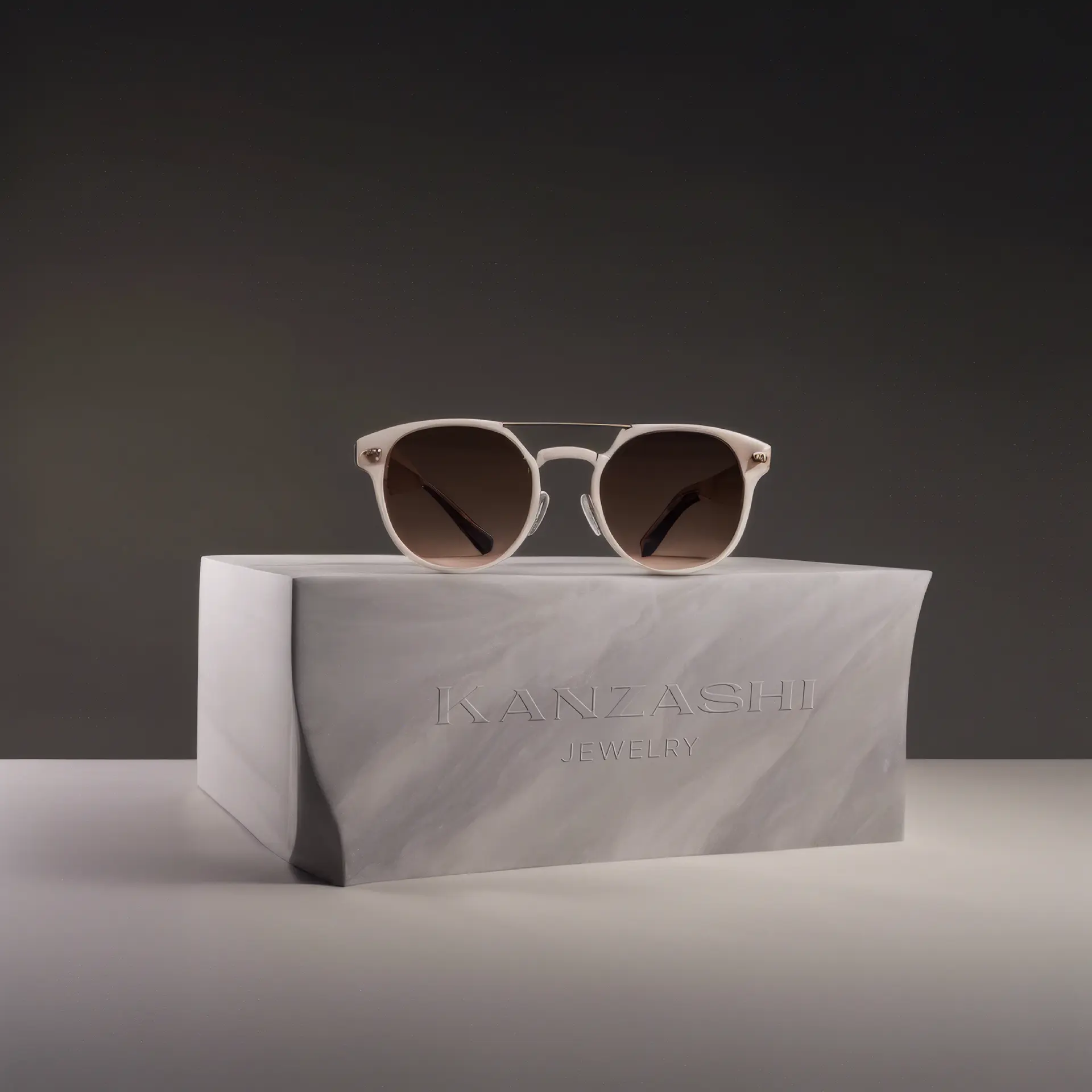 Product packaging design for Kanzashi jewelry brand showing embossed logotype on luxury eyewear case