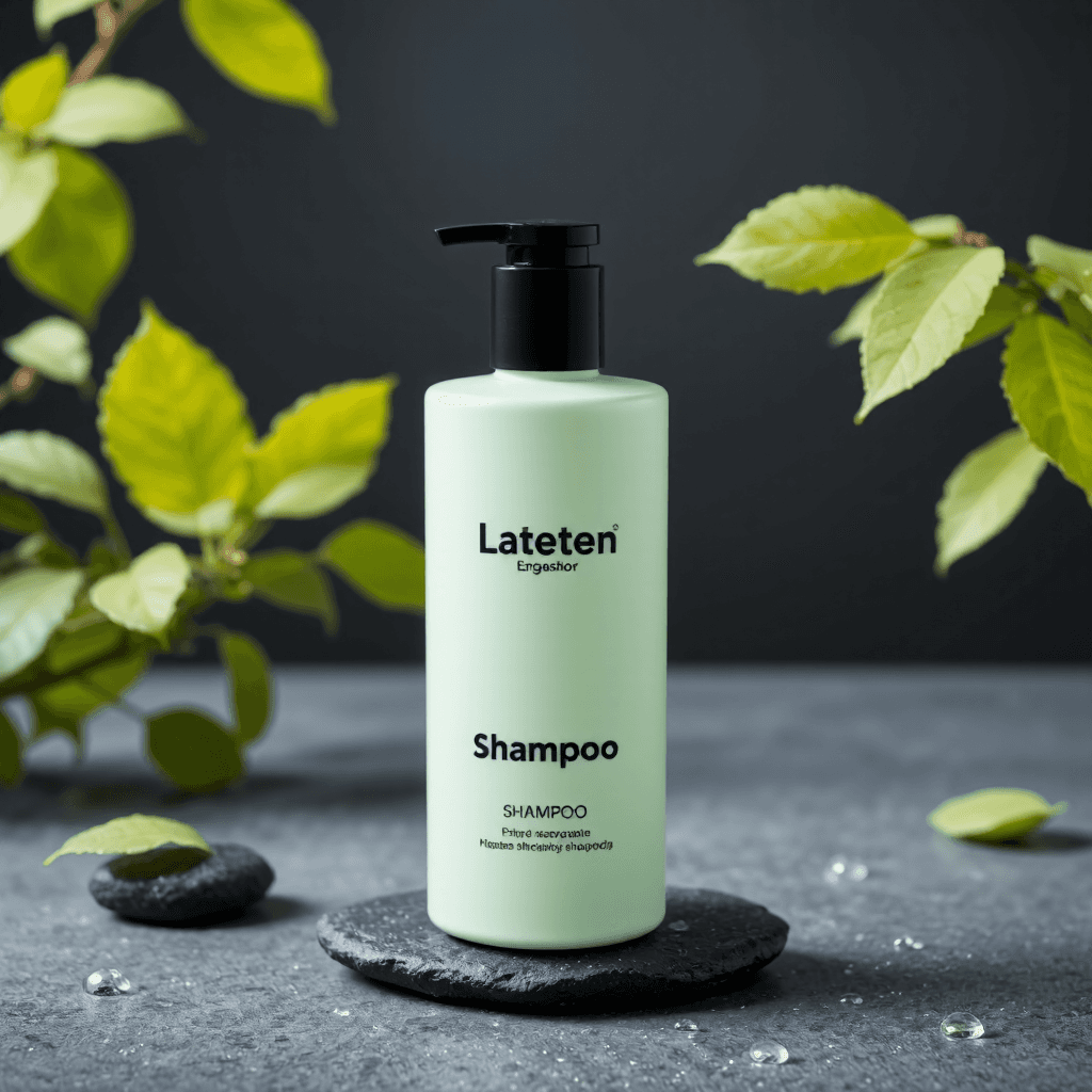 product photography of a bottle of hair lifting shampoo