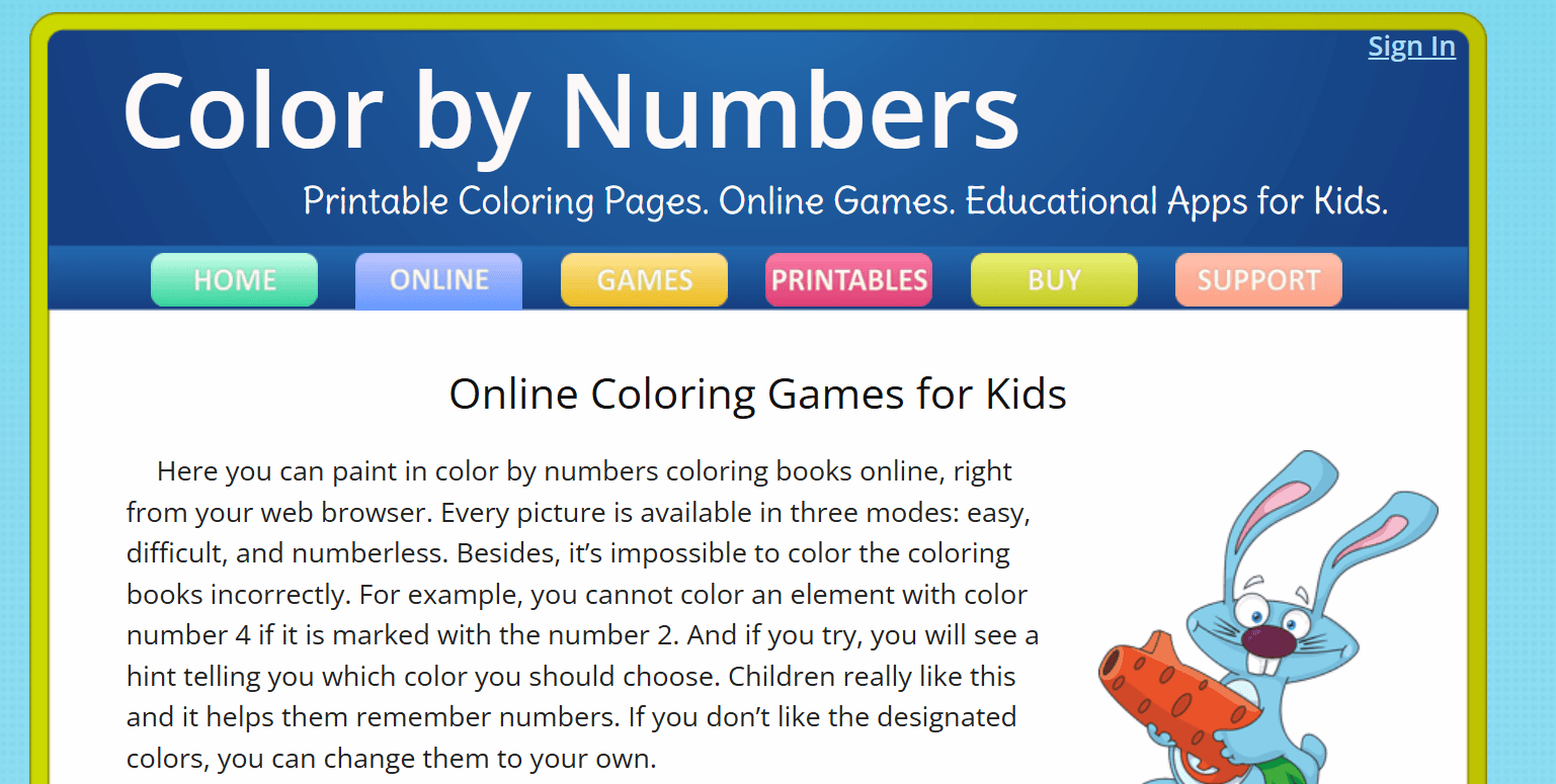 color by number - Free Drawing Websites for Kids
