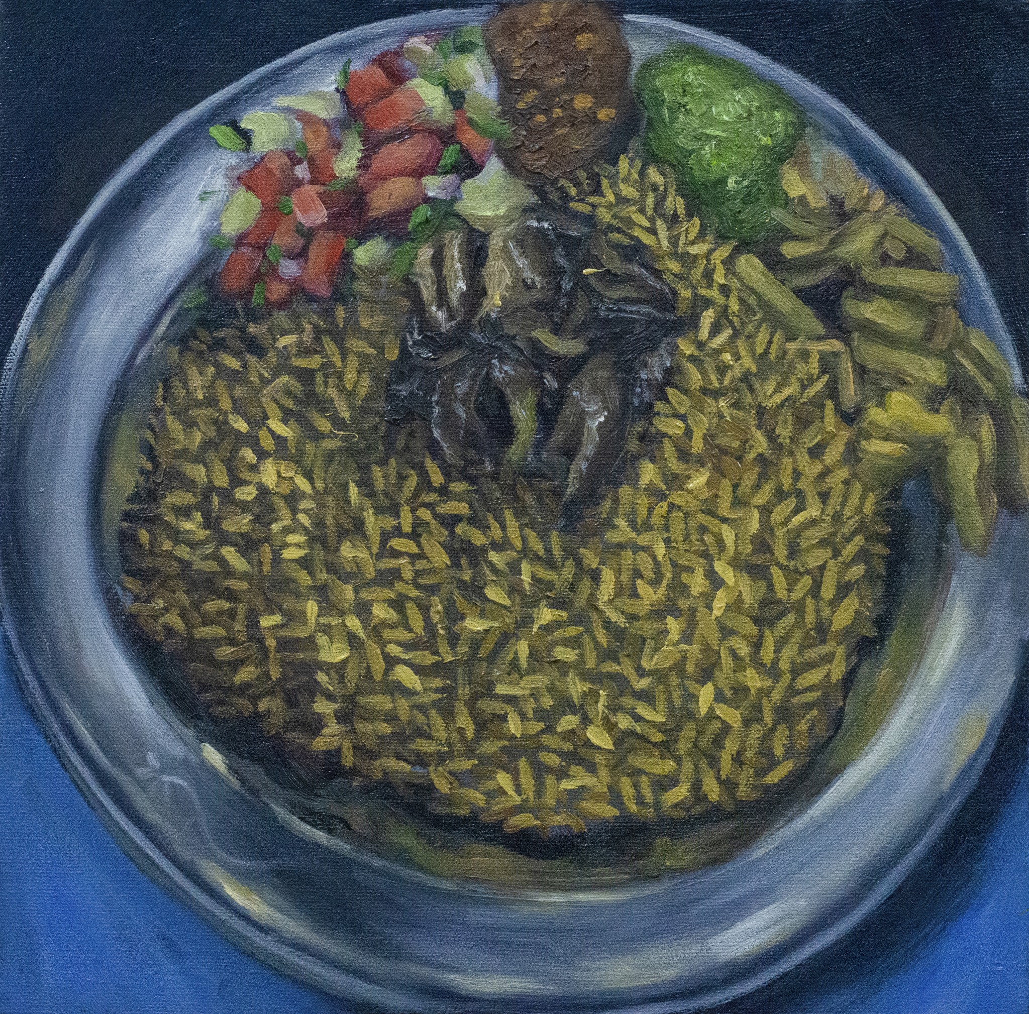 red and white abstract painting