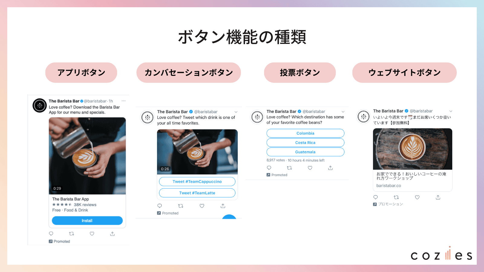 ボタン機能の種類