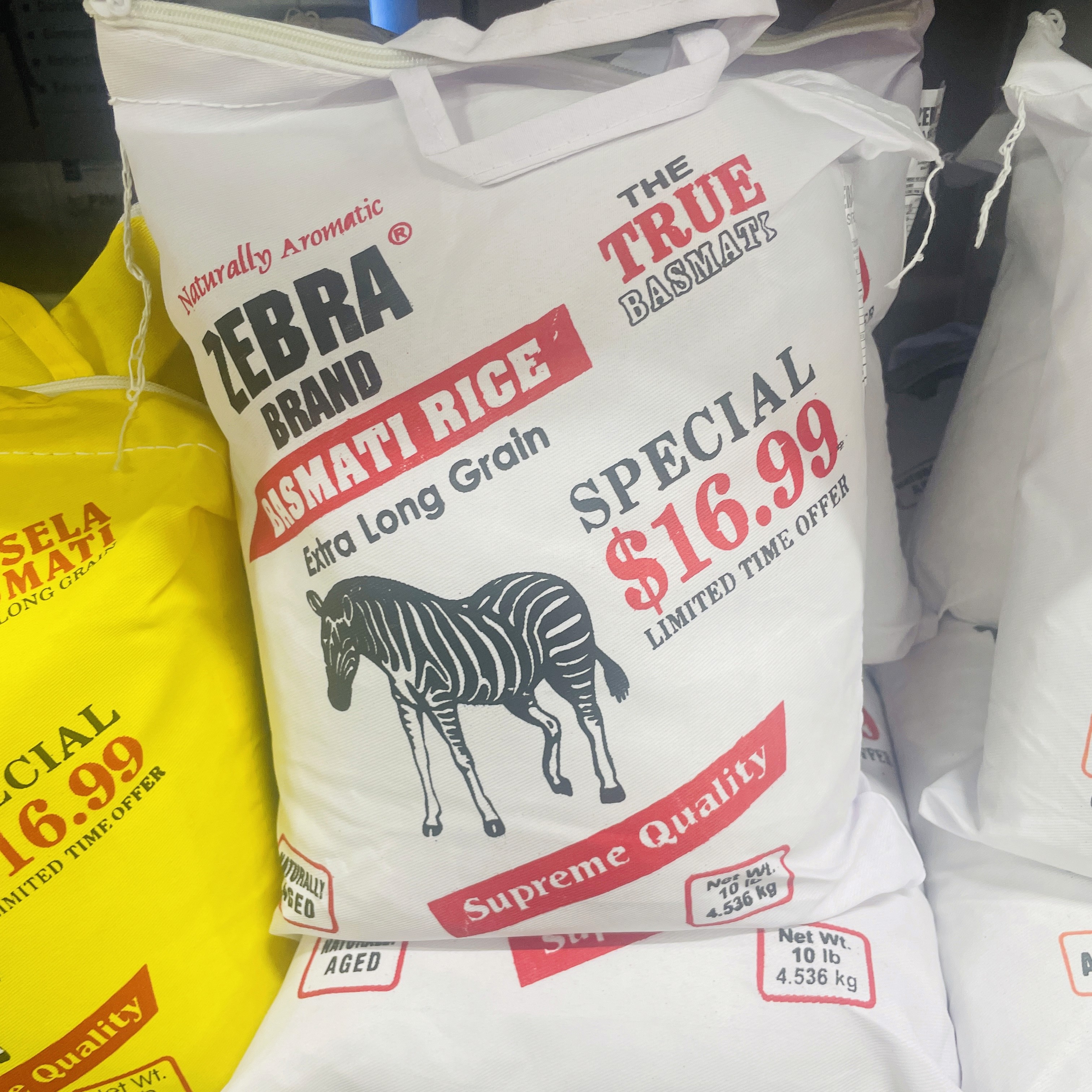 Zebra brand special sella basmati rice at International Food Market Orlando.