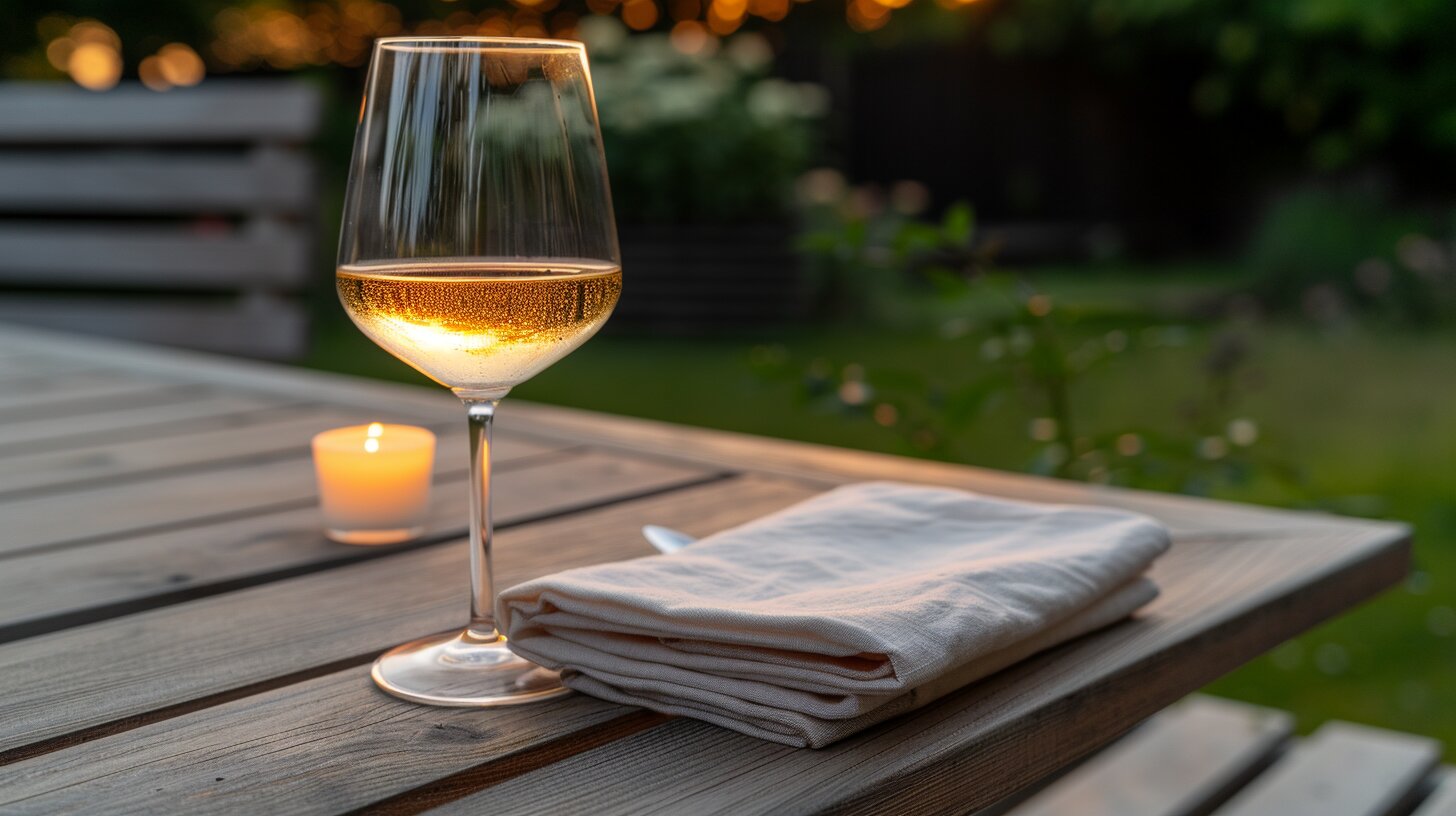 Elegant dinner table with candles and glasses after a meal representing the close of a Houston private dining evening