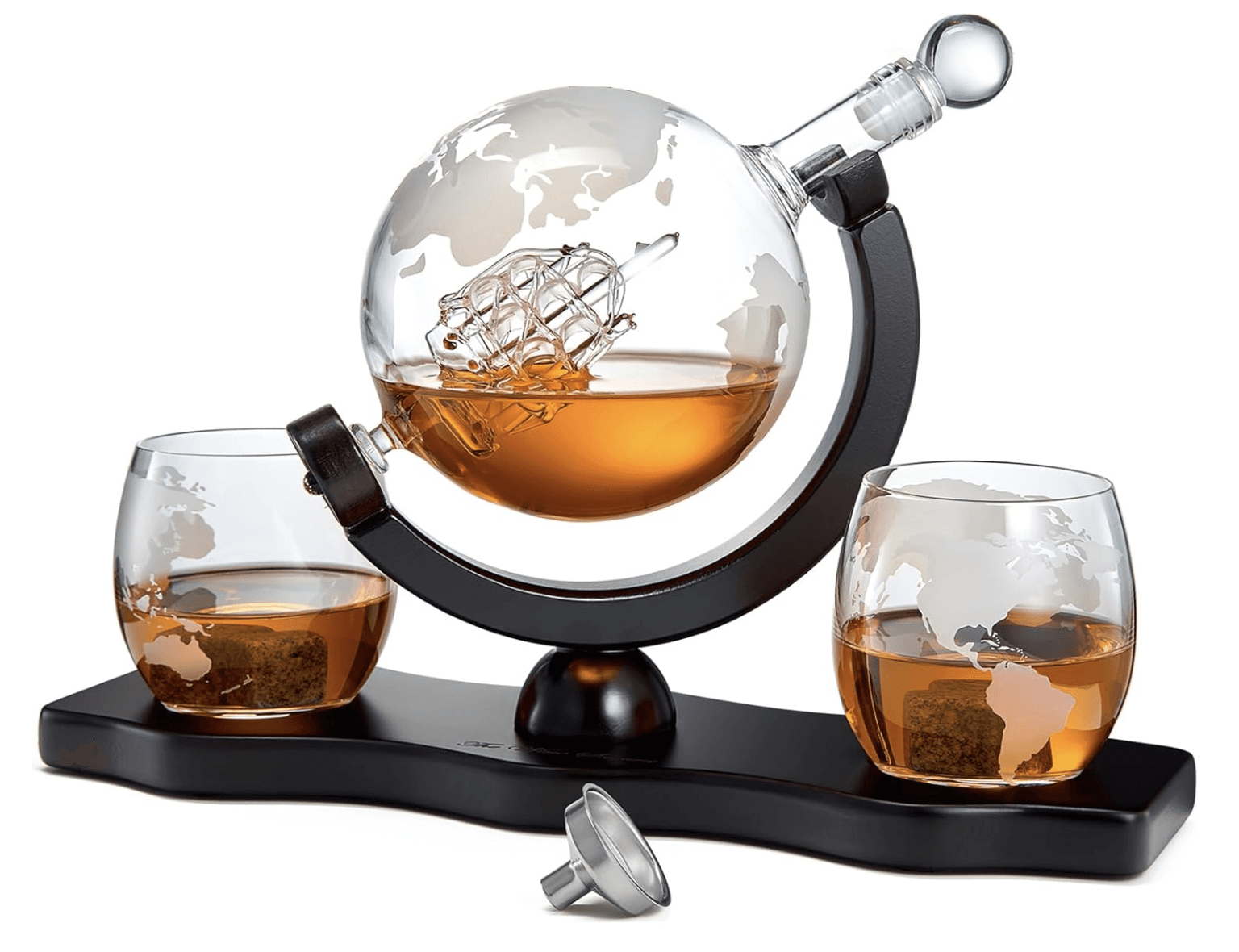 Whiskey & Wine Decanter Globe World Set