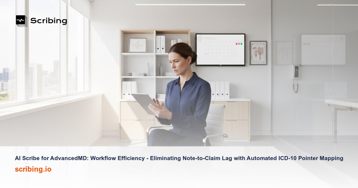 Corporate illustration representing AI scribe technology integrated with Epic EHR clinical documentation workflow