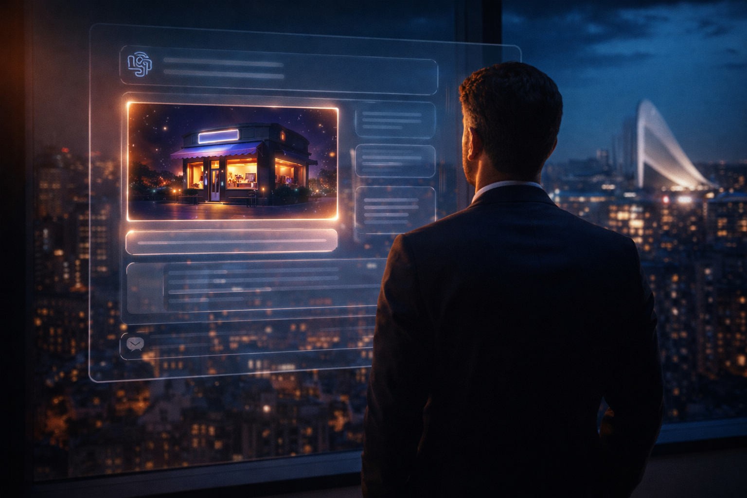 Empresario viendo su negocio recomendado por una IA en 2026