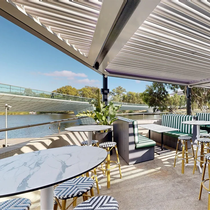A 3D digital twin of the Premiership Suite at Adelaide Oval featuring Adelaide Crows branding, captured by ABM visual