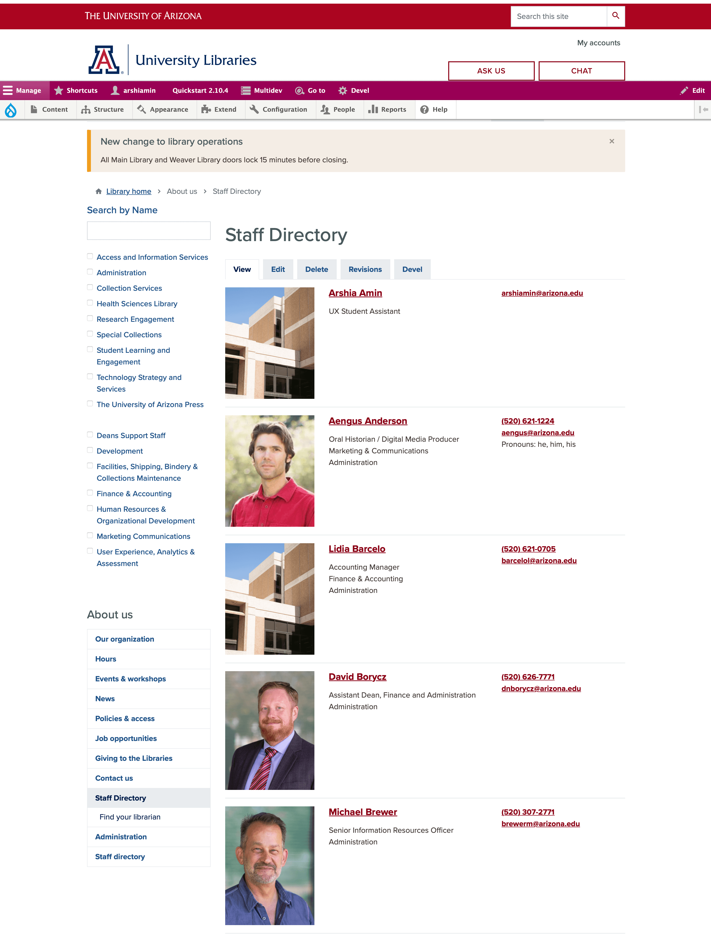 Staff directory in CMS