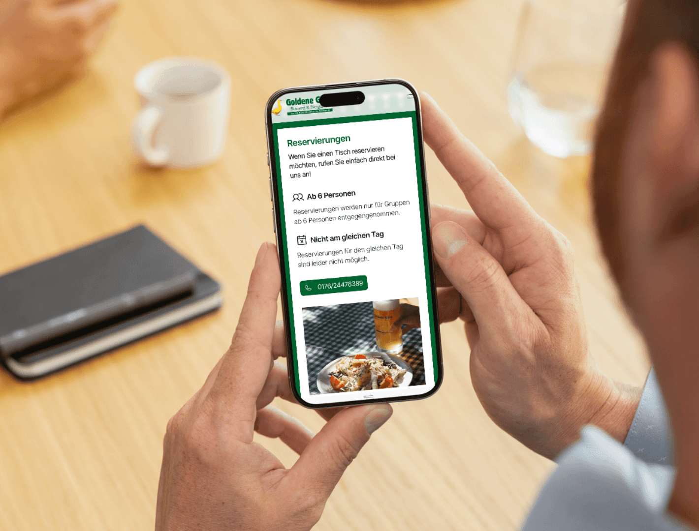 iPhone Mockup der Website Goldene Gans Würzburg
