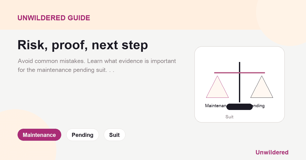 Explainer card for Maintenance Pending Suit: Steps toward winning: Maintenance, Pending, Suit.