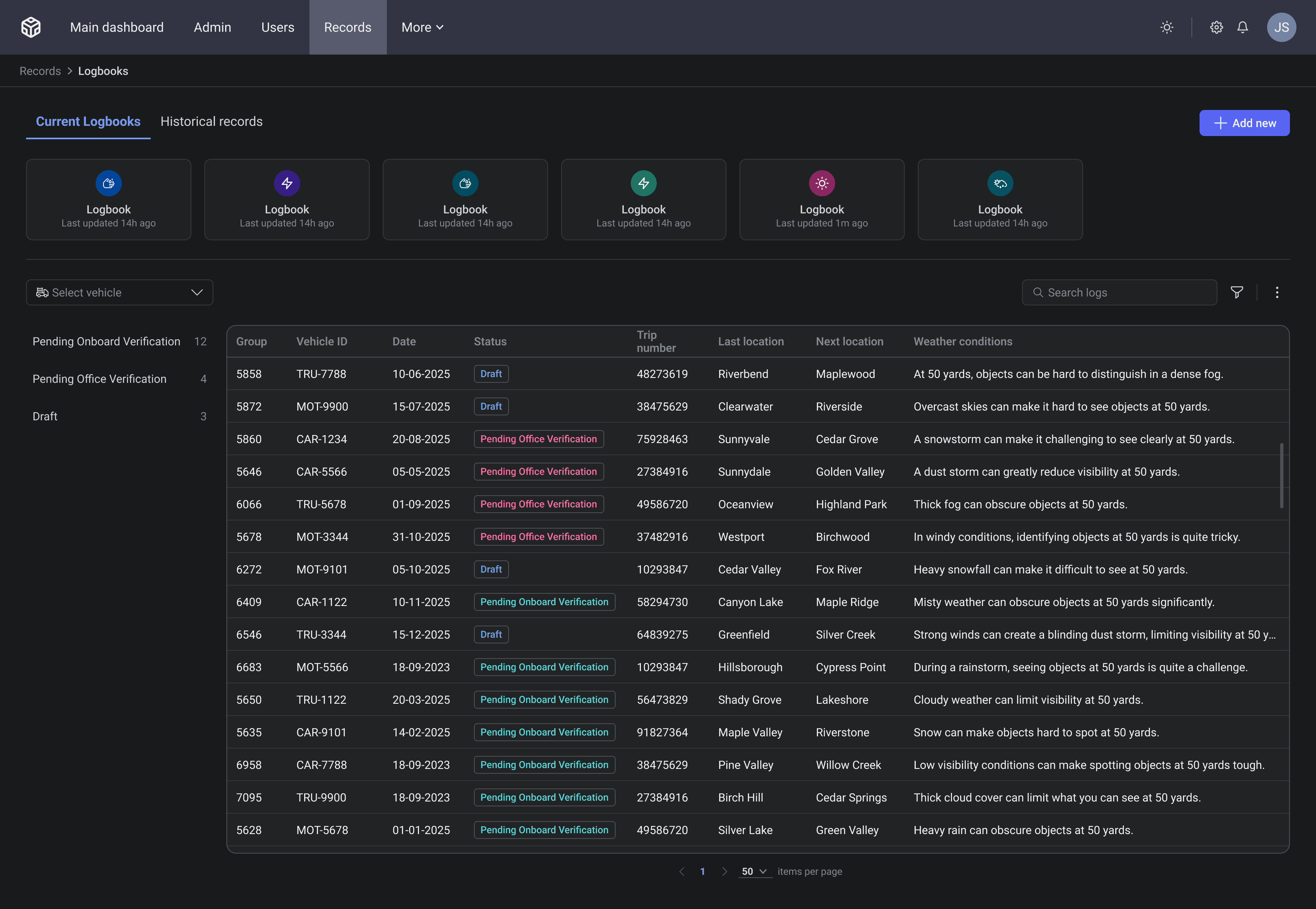Logbooks homepage tablet mockup