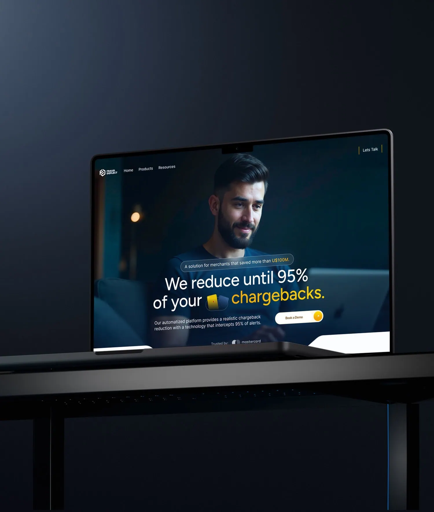 Website mockup for an American fraud prevention company.