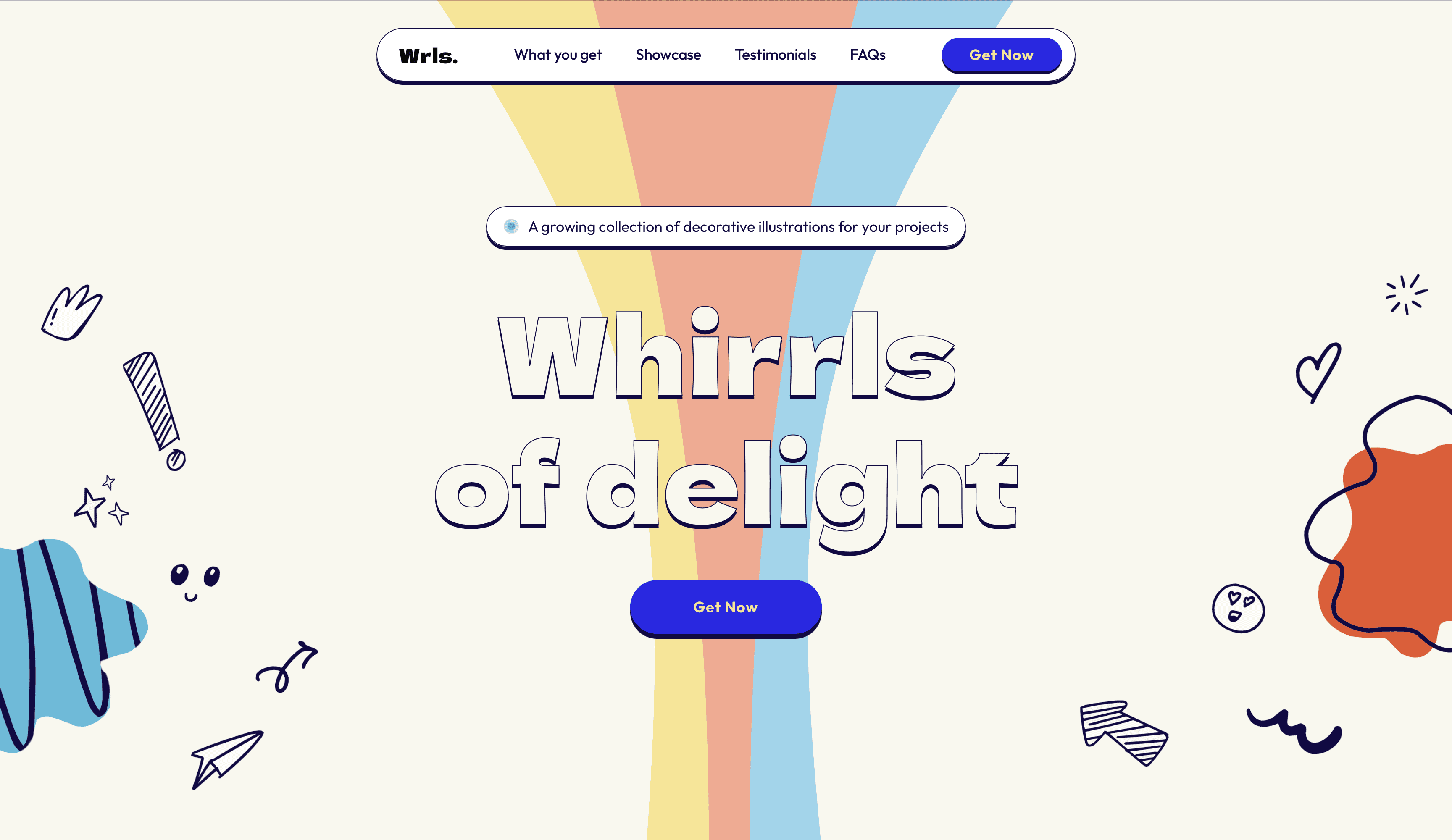 Screenshot of Whirrls's hero section