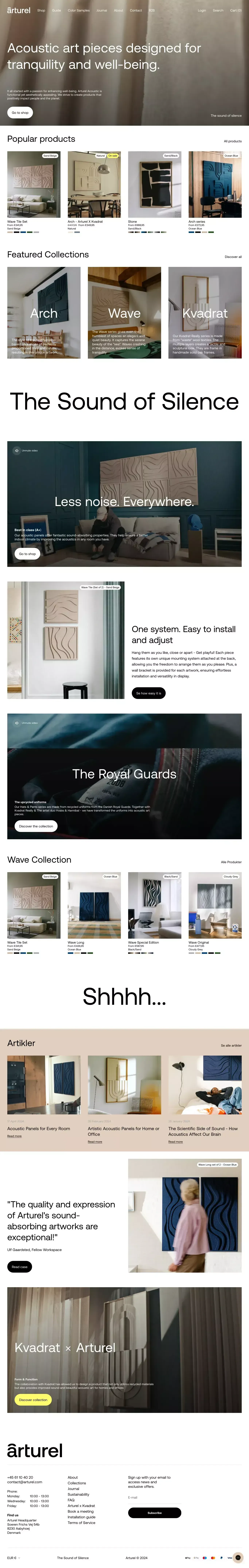 Acoustic art and acoustic panels for all portfolio page screenshot showcasing Design and Furniture & Interiors design