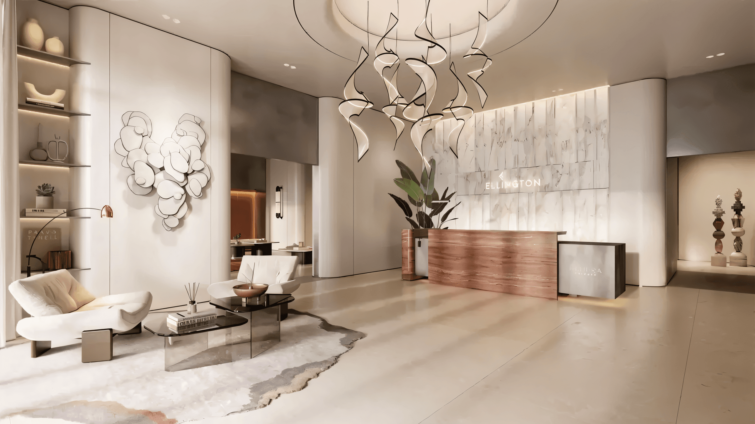 Bright and airy lobby at Eltiera Views, highlighted by large windows that enhance the modern aesthetic.
