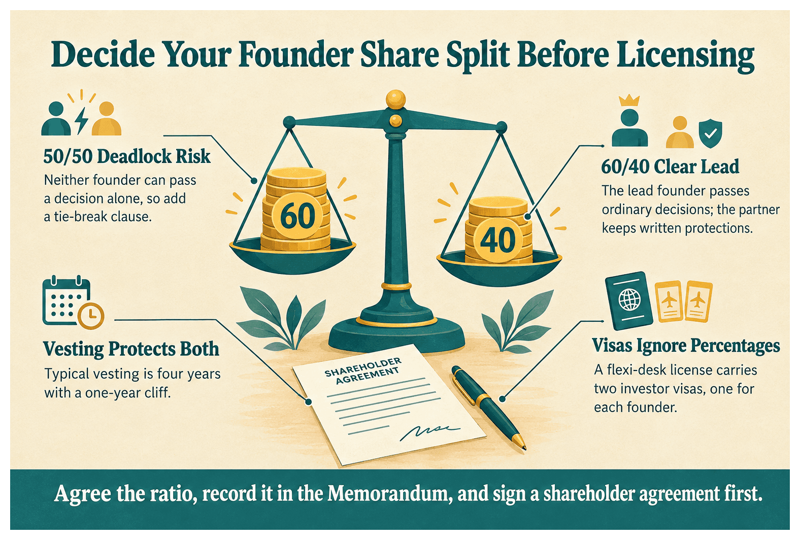 Infographic: How to Split Shares Between Two Founders in Dubai South