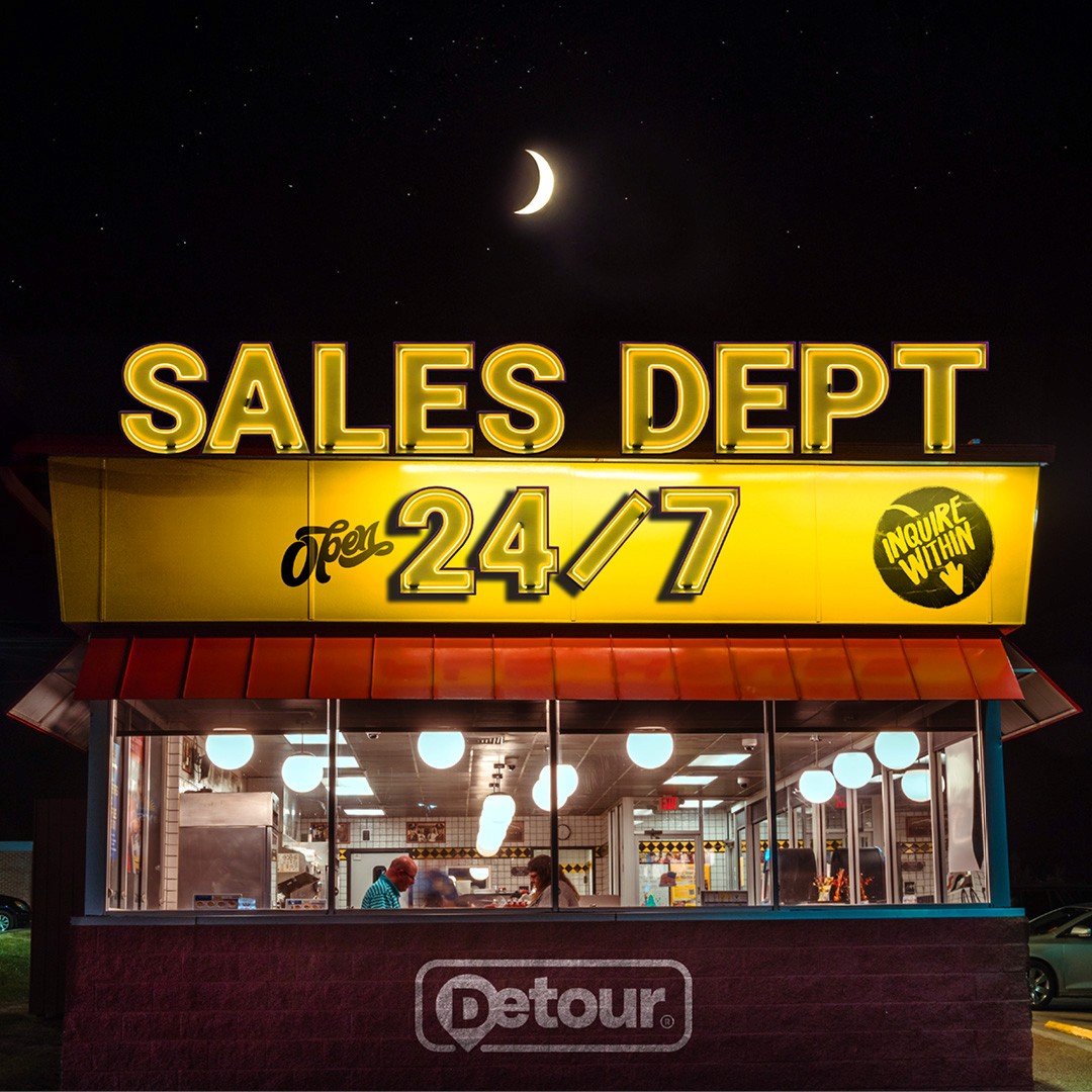 Exterior building view into windows at night