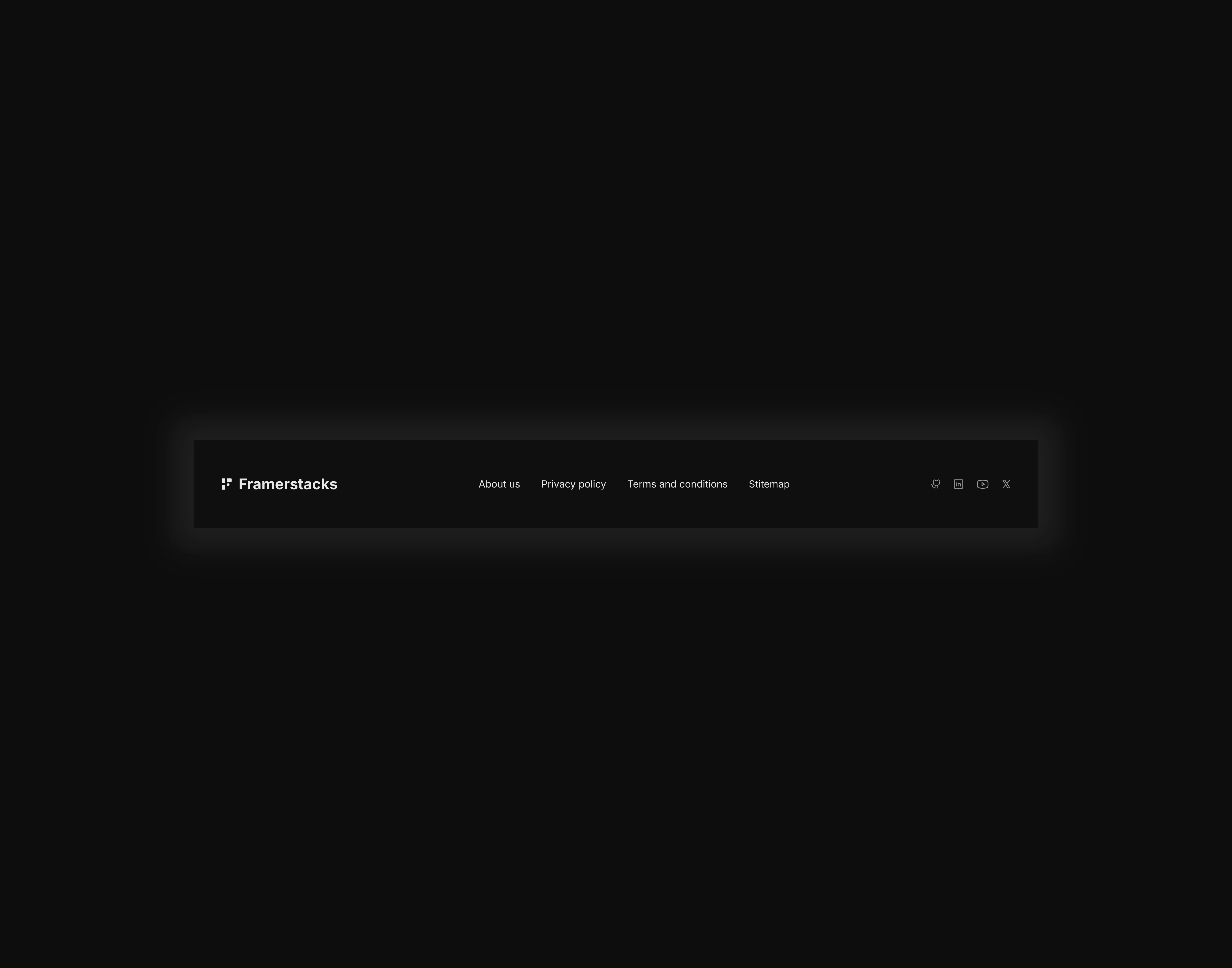 A dark themed simple ui design of a footer section for desktop devices.
