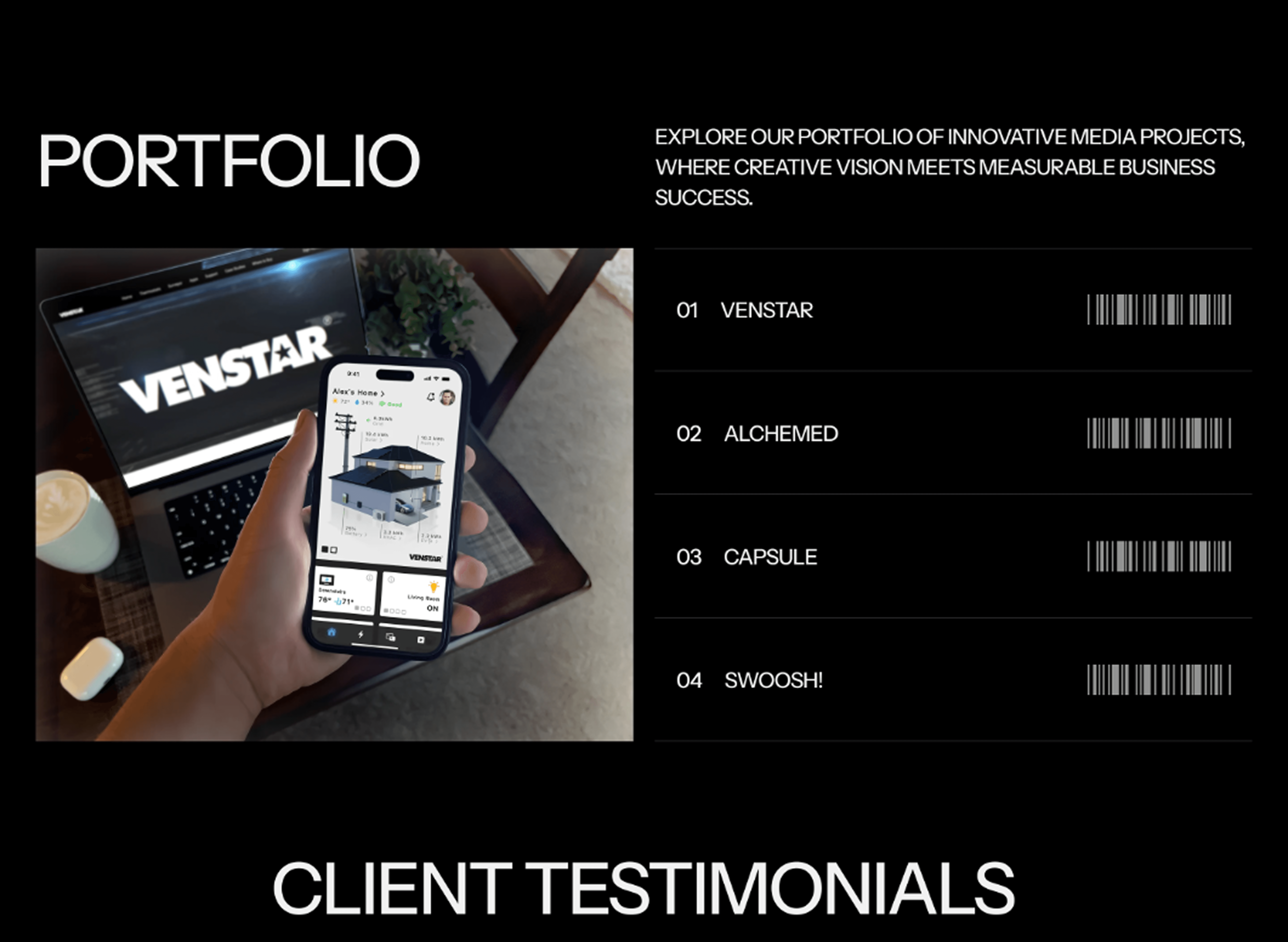 Multiple screenshots overlaid of a photography website