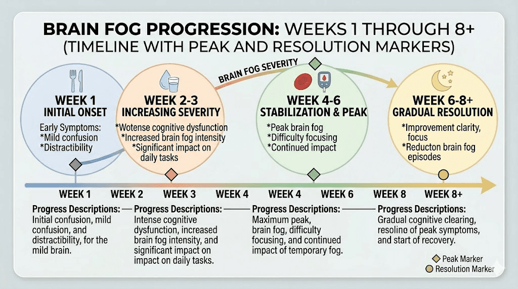 Tirzepatide brain fog timeline from onset through resolution