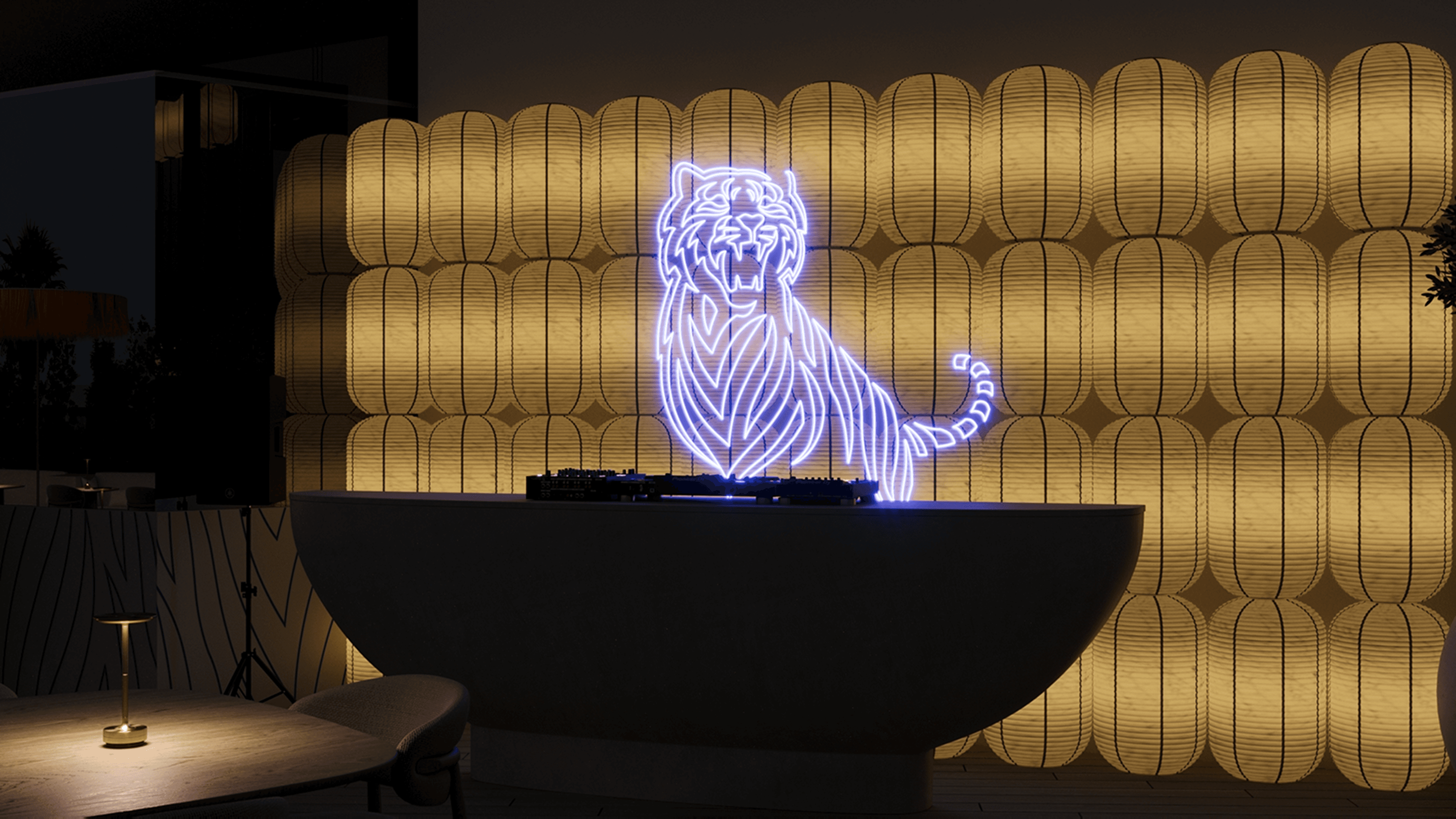 Neon logo design for Tiger developed by our team for wall placement at the offline event