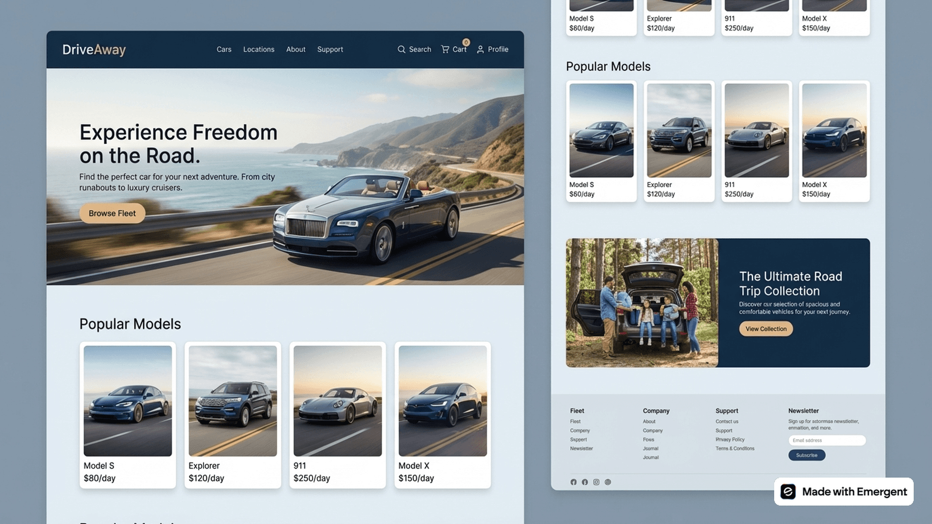 Car rental website made with emergent