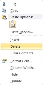 How to delete columns in excel