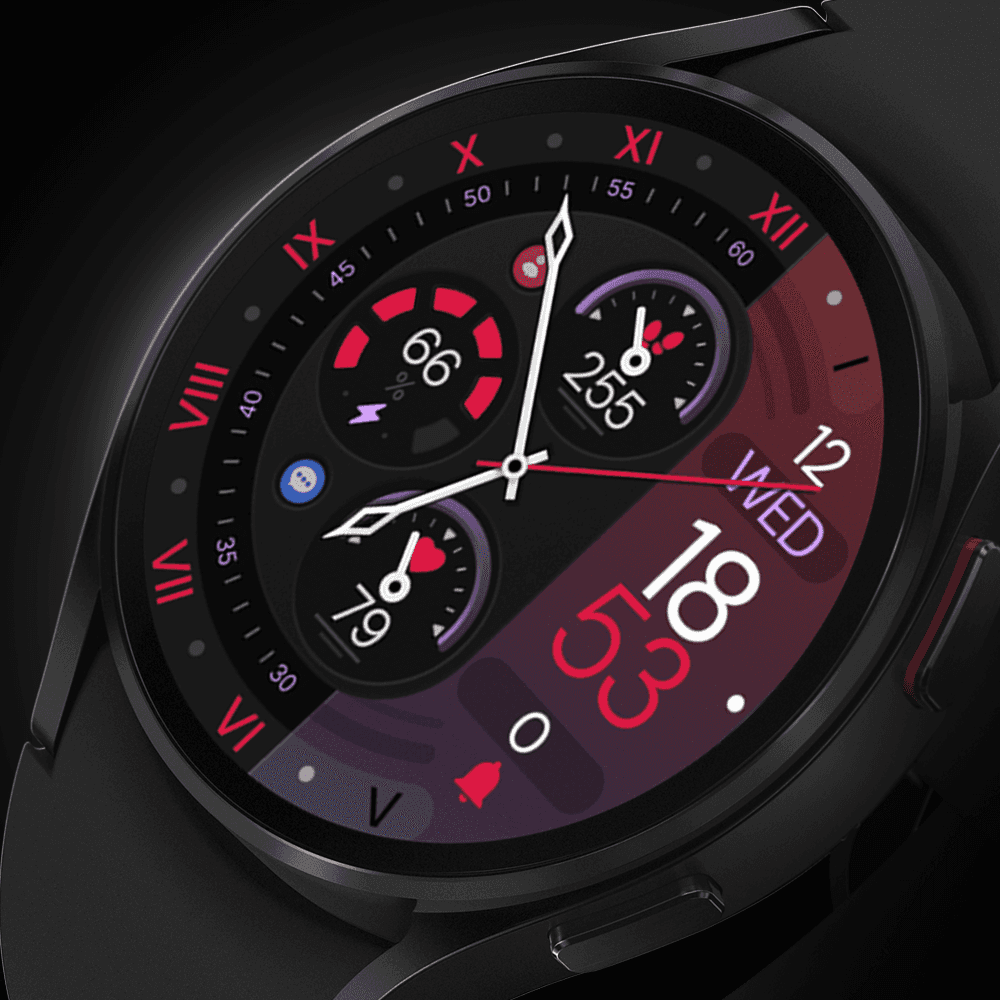 Galaxy watch displaying a hybrid watch face