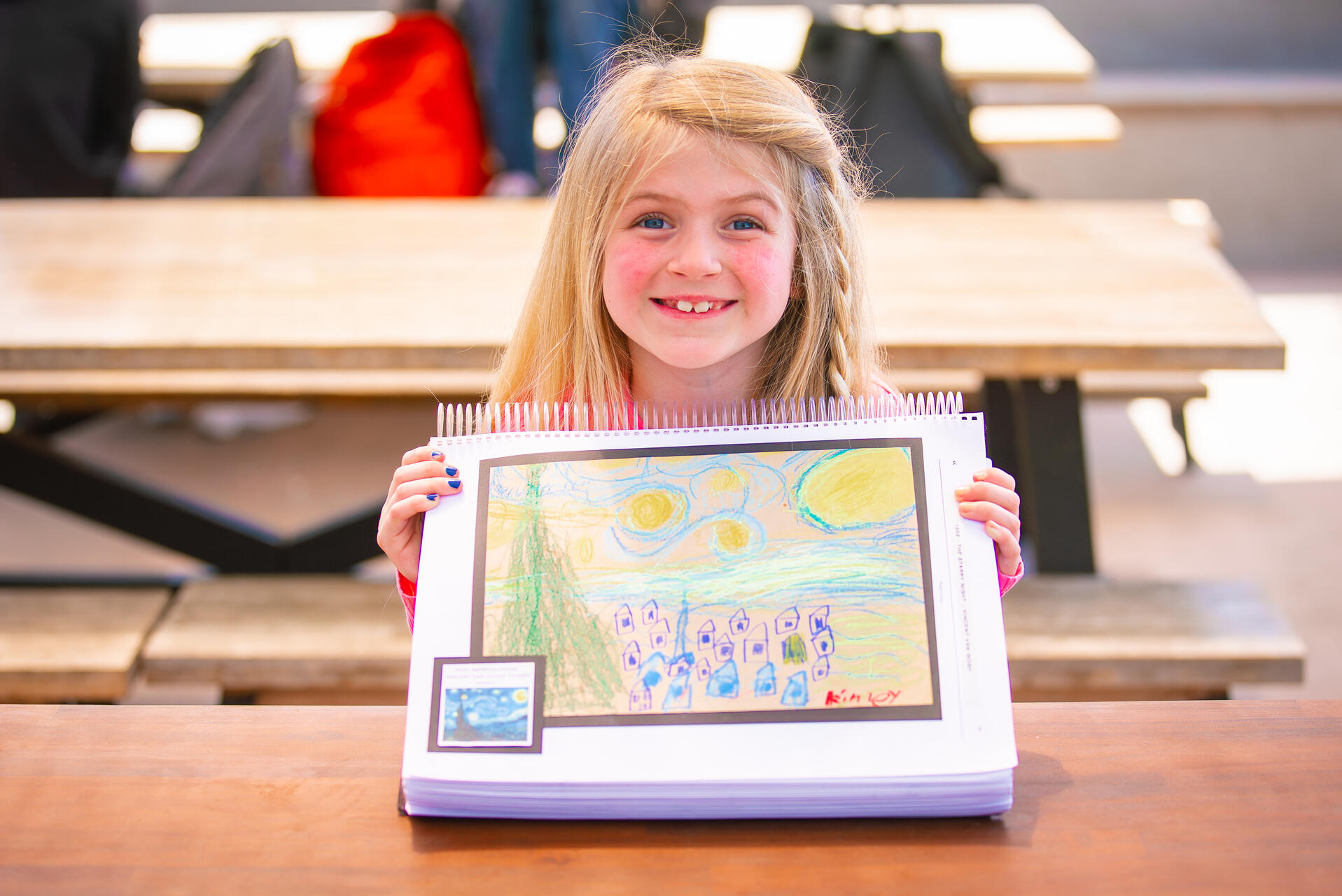 Students illustrating history through art on Thinker Day