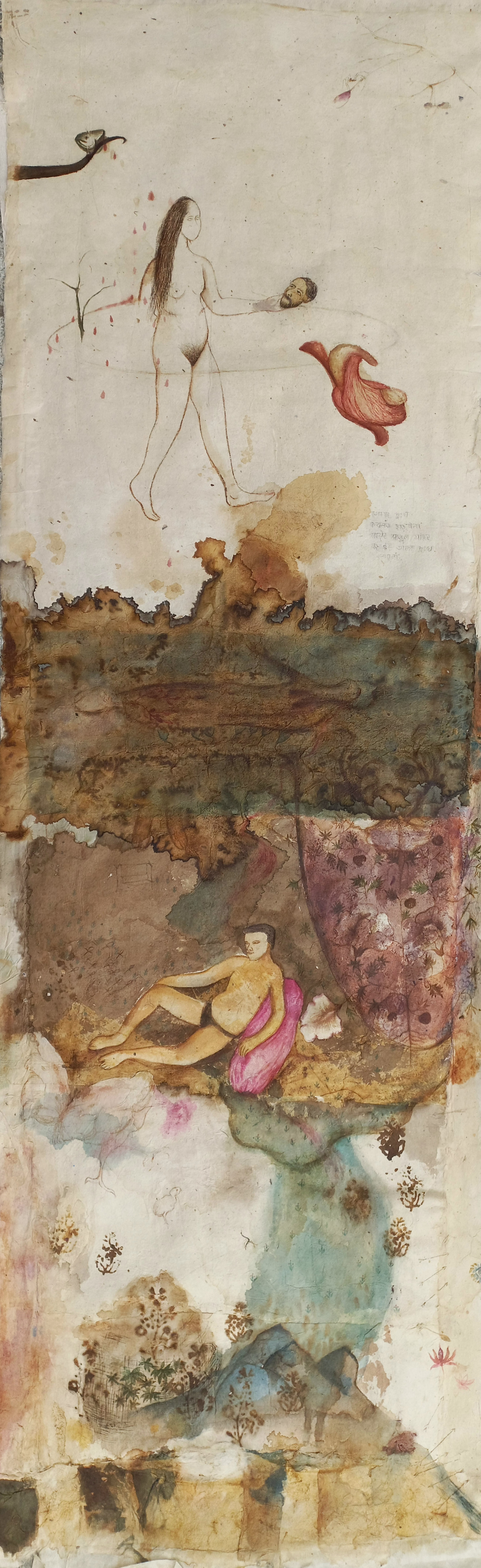 herd of sheep on road painting