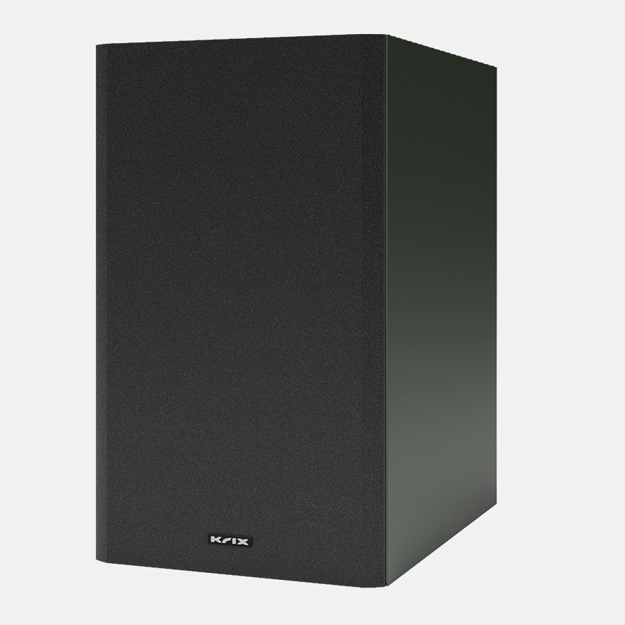 Black speaker with KRIX logo.