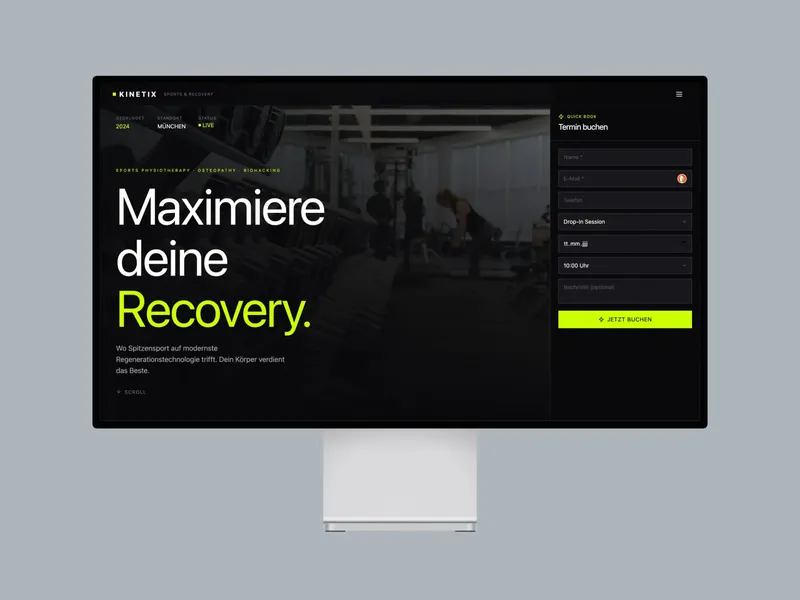 Webdesign-Konzept für ein Sport- und Recovery-Studio – Portfolio von ArtiPixel Webdesign Berlin