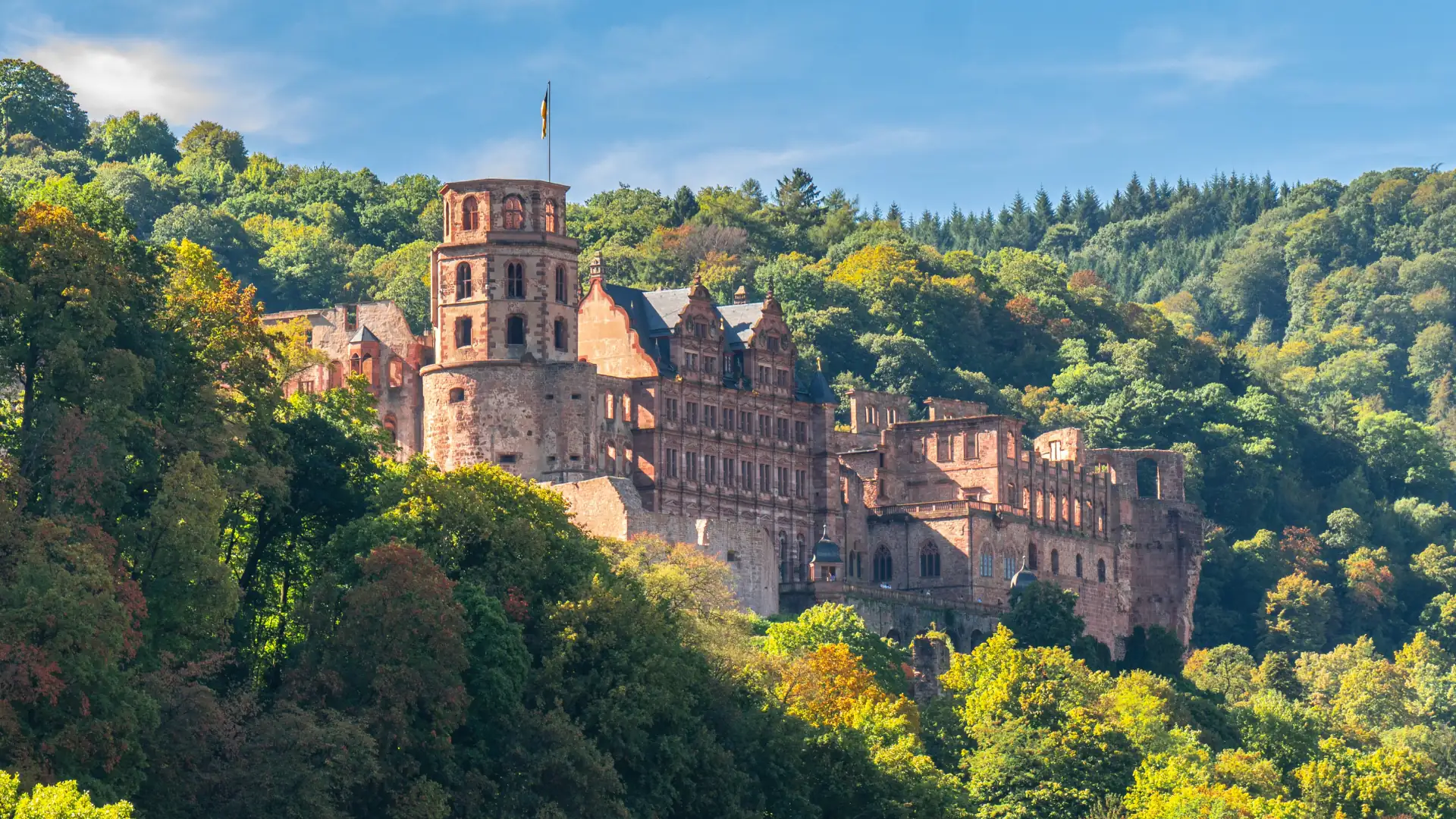 Blick auf Heidelberg mit Alter Brücke und Schloss