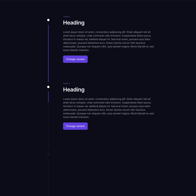 Timeline component with dots and one side layout