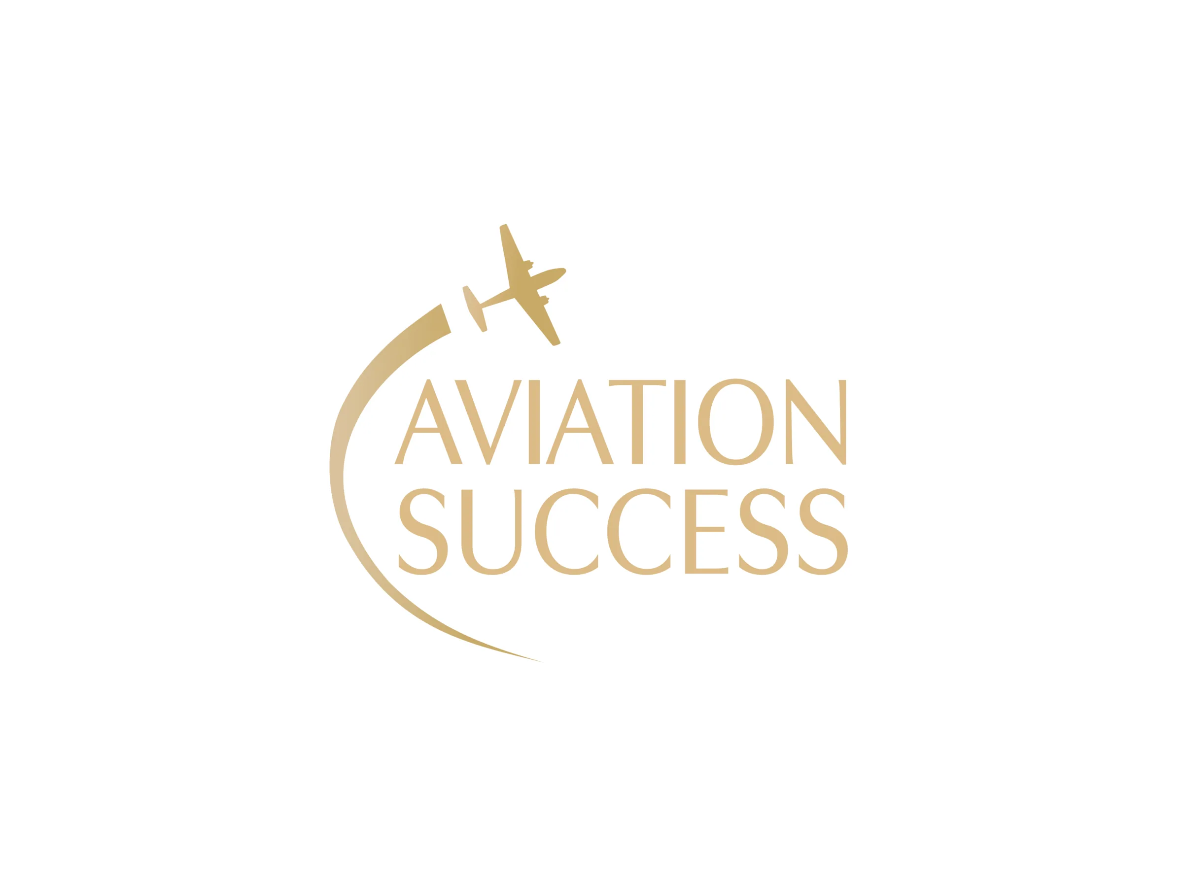 Aviation Success stacked logo lockup in gold on a white background.