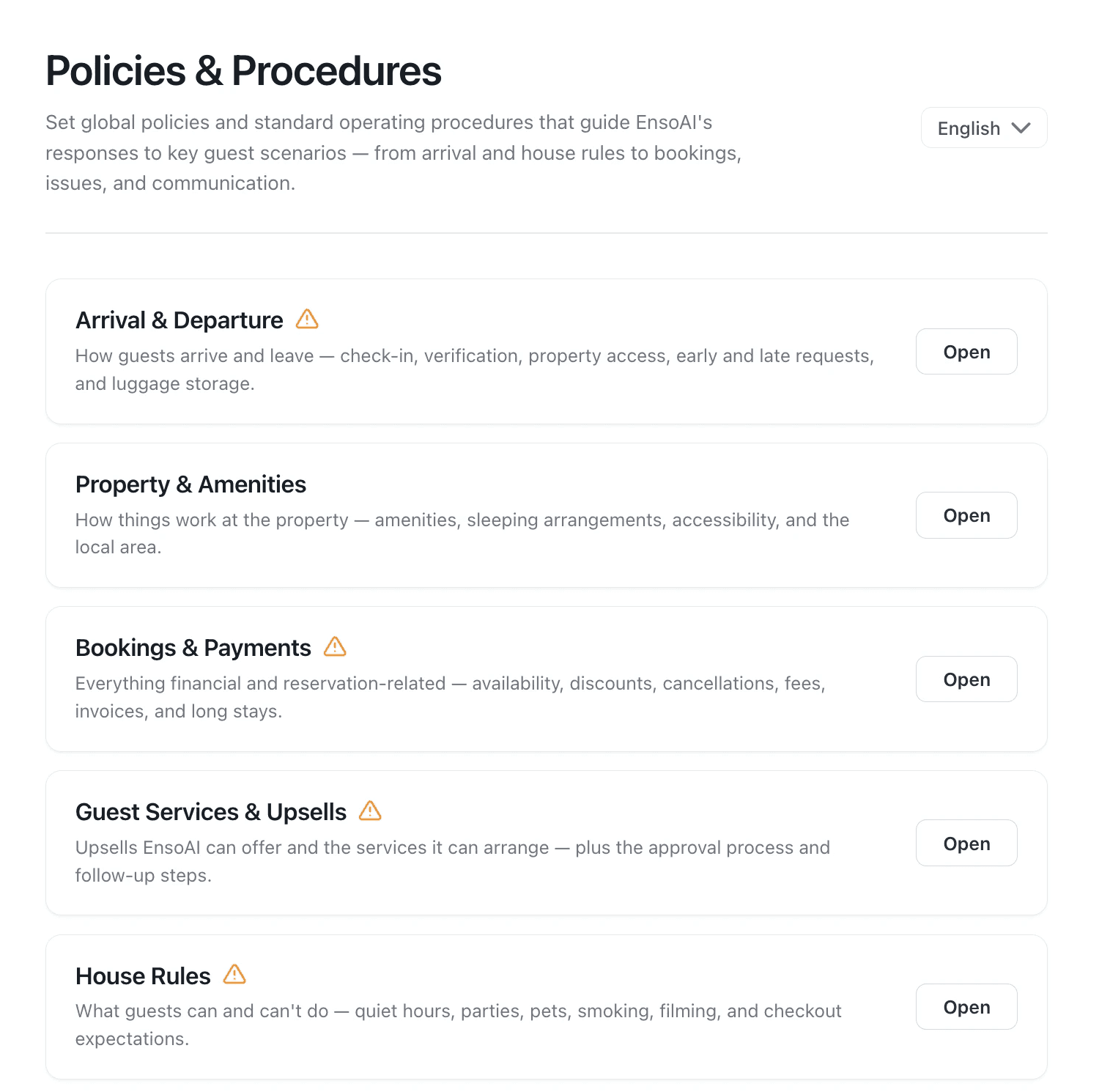 Guest-facing mobile app screens showing hospitality upsells and stay information