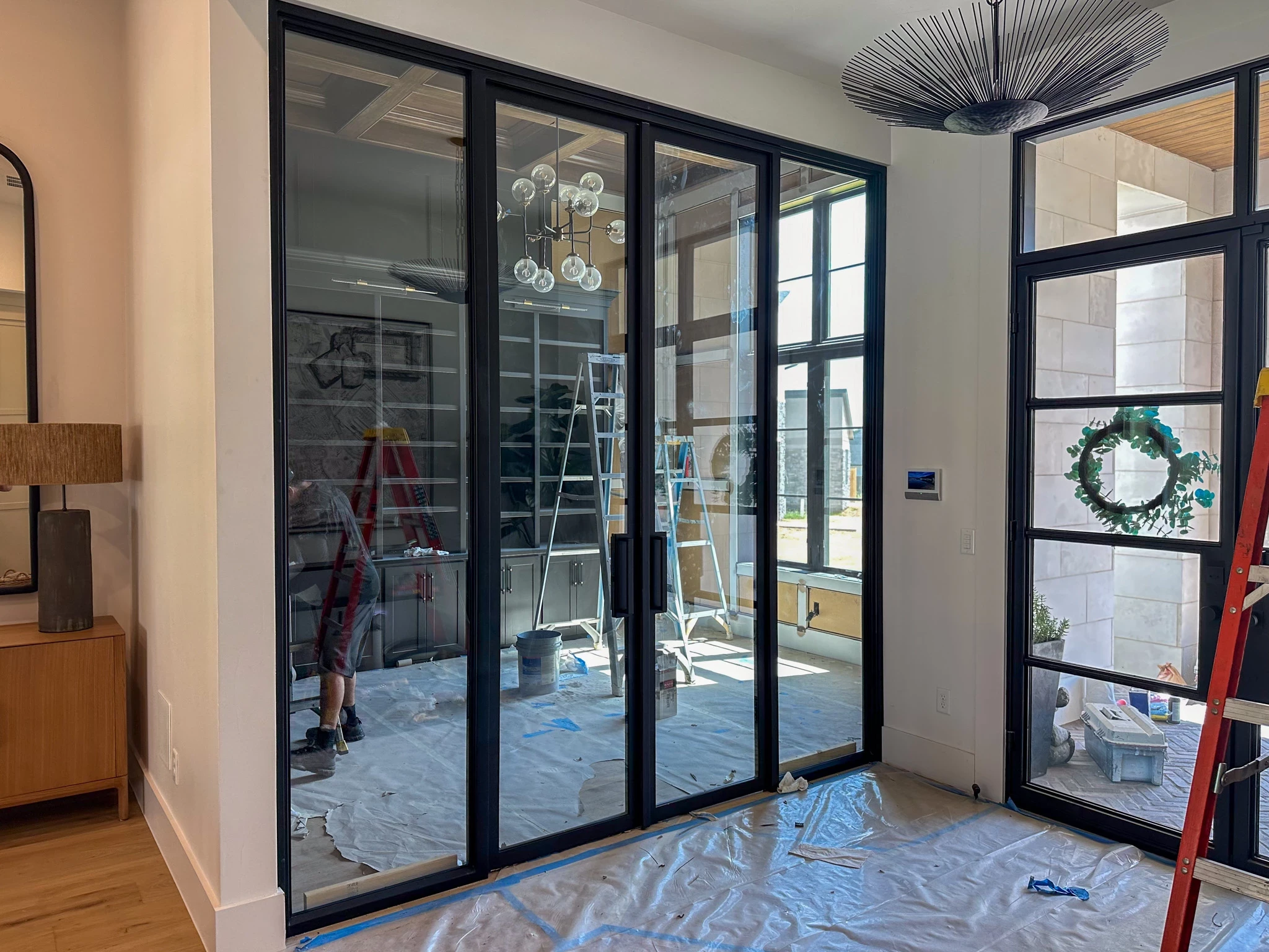 front view of a DFW home with low profile steel door done by M2 Iron Doors