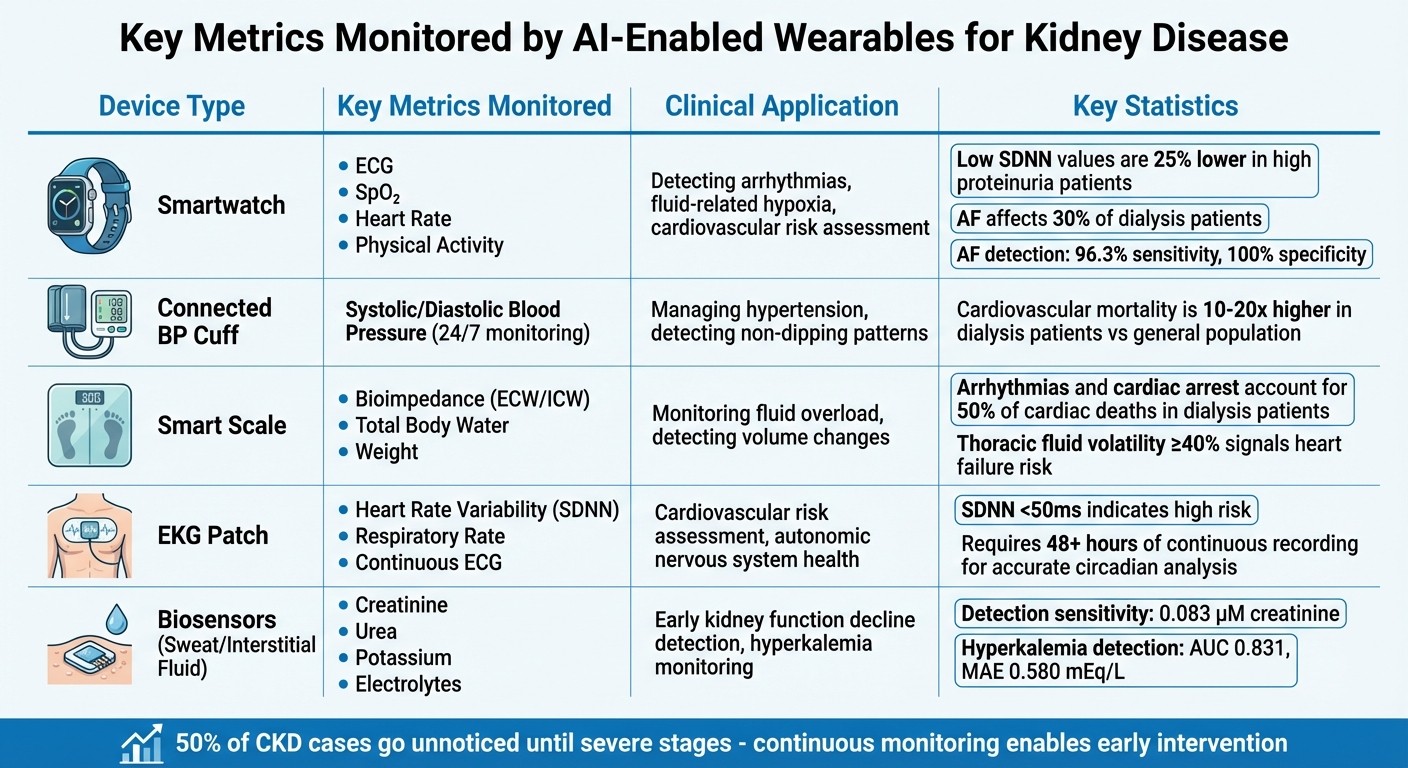 Key Metrics Monitored by AI-Powered Wearables for Kidney Disease