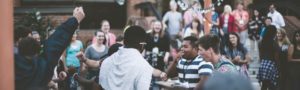 group of people at an outdoor bar