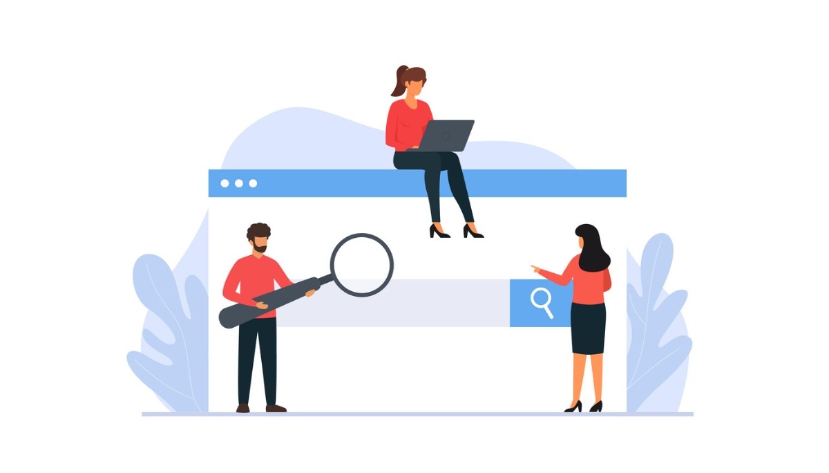 Illustration of two people adjusting interlocking gears within a circular arrow loop, surrounded by charts and checklists.