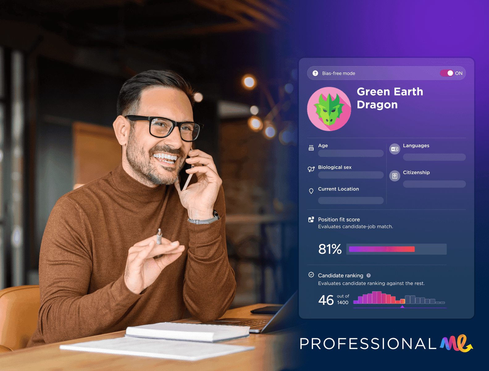 Professional.me sourcing anonymous profile